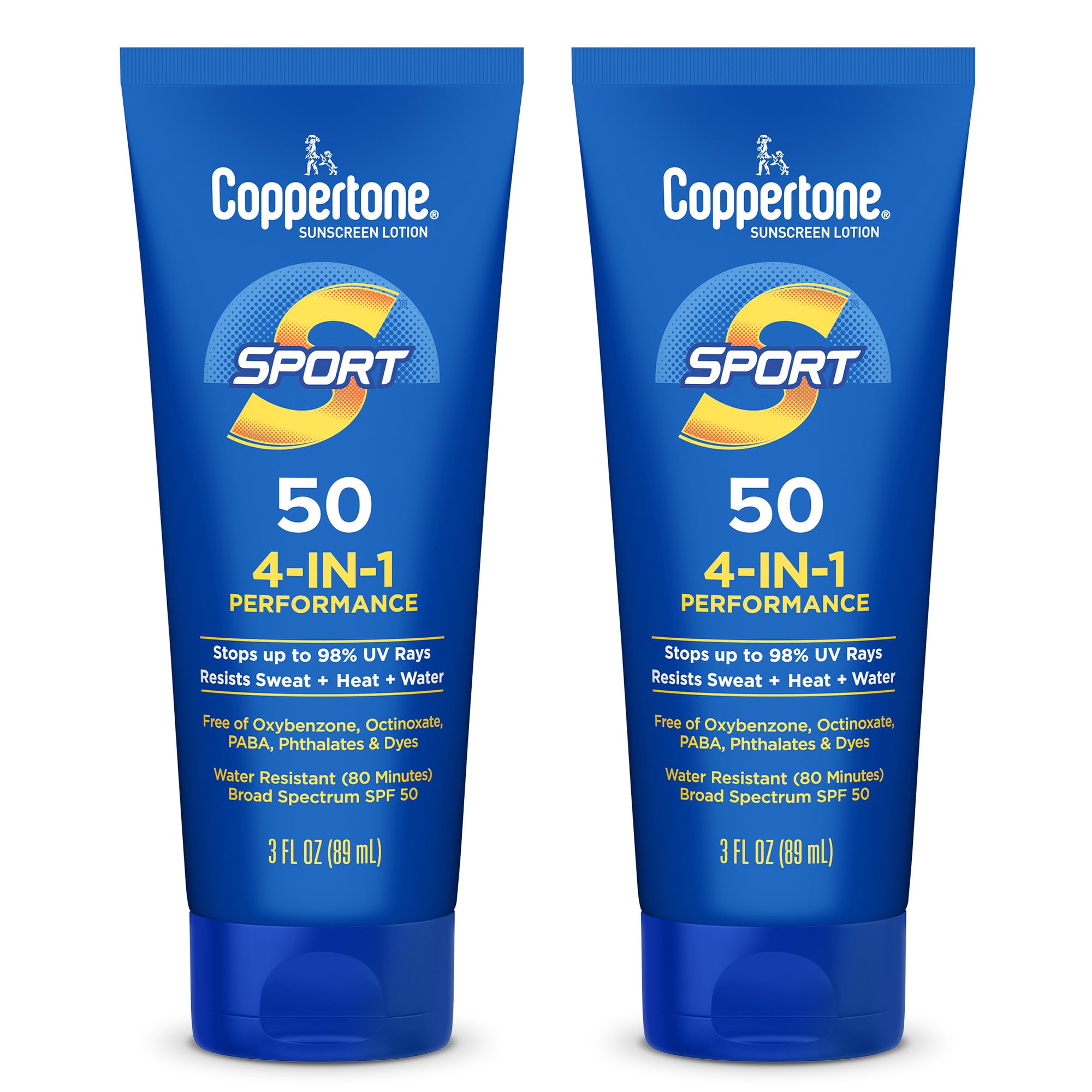 Coppertone SPORT Sunscreen Lotion Broad Spectrum SPF 50, Water Resistant 80 Minutes, UVA/UVB Protection, Moisturizing Formula with Vitamin E, 7 Fluid Ounce