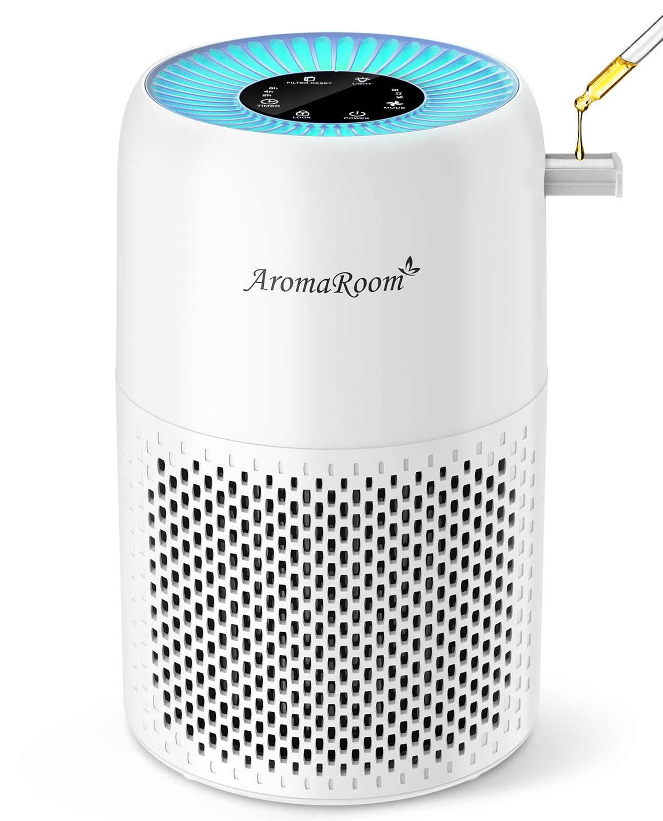 Air Purifier for Home Bedroom, AromaRoom H13 HEPA Air Filter For Smoke Pollen Dander Hair Smell Air Cleaner, 3-in-1 Filter with Sleep Mode, Quiet Air Cleaner For Pets, Home, Baby Room (White)