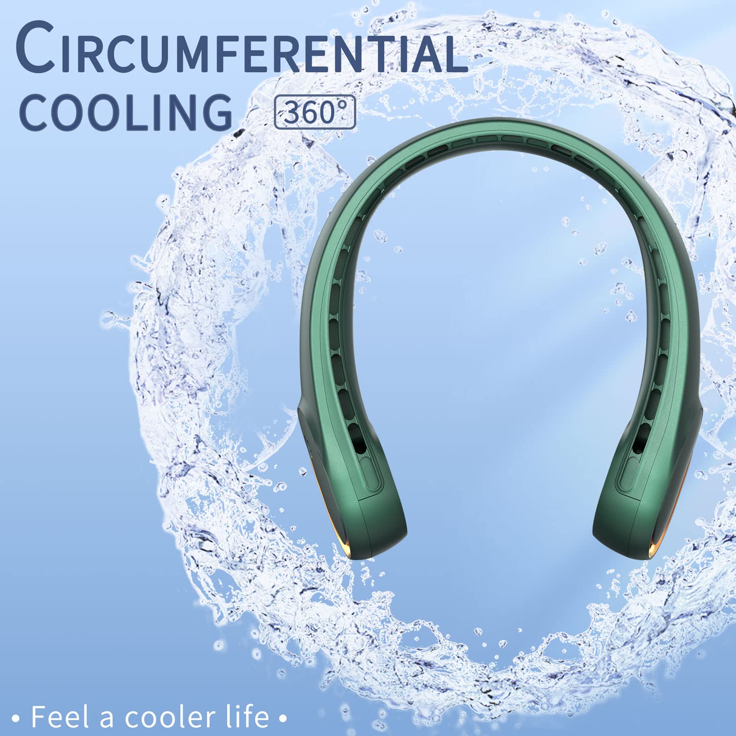 FrSara Neck Fan, Portable Personal Fan Strong Wind, 4000mAh, Air Volume,360° Cooling, No Hair Twisting, Air Volume On 2 Sides, Non-Slip, Quick Charge, Long Use Time, Gift for Women, Men, Birthday