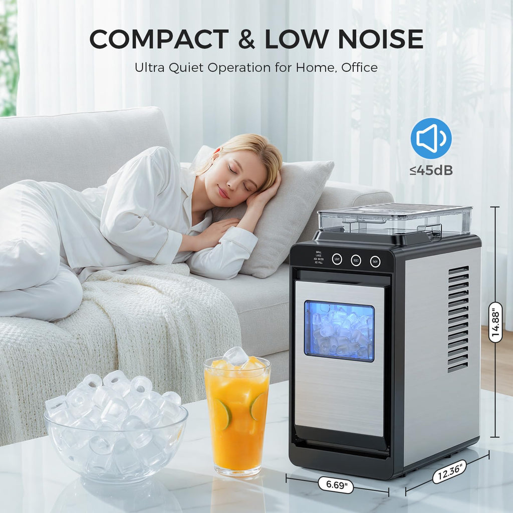 COWSAR Ice Maker Countertop, Portable Ice Machine with Self-Cleaning, 26.5 lbs/24Hrs, 8 Ice Cubes in 6 Mins, Ice Basket and Scoop, Ideal for Home, Kitchen, Bar, Camping