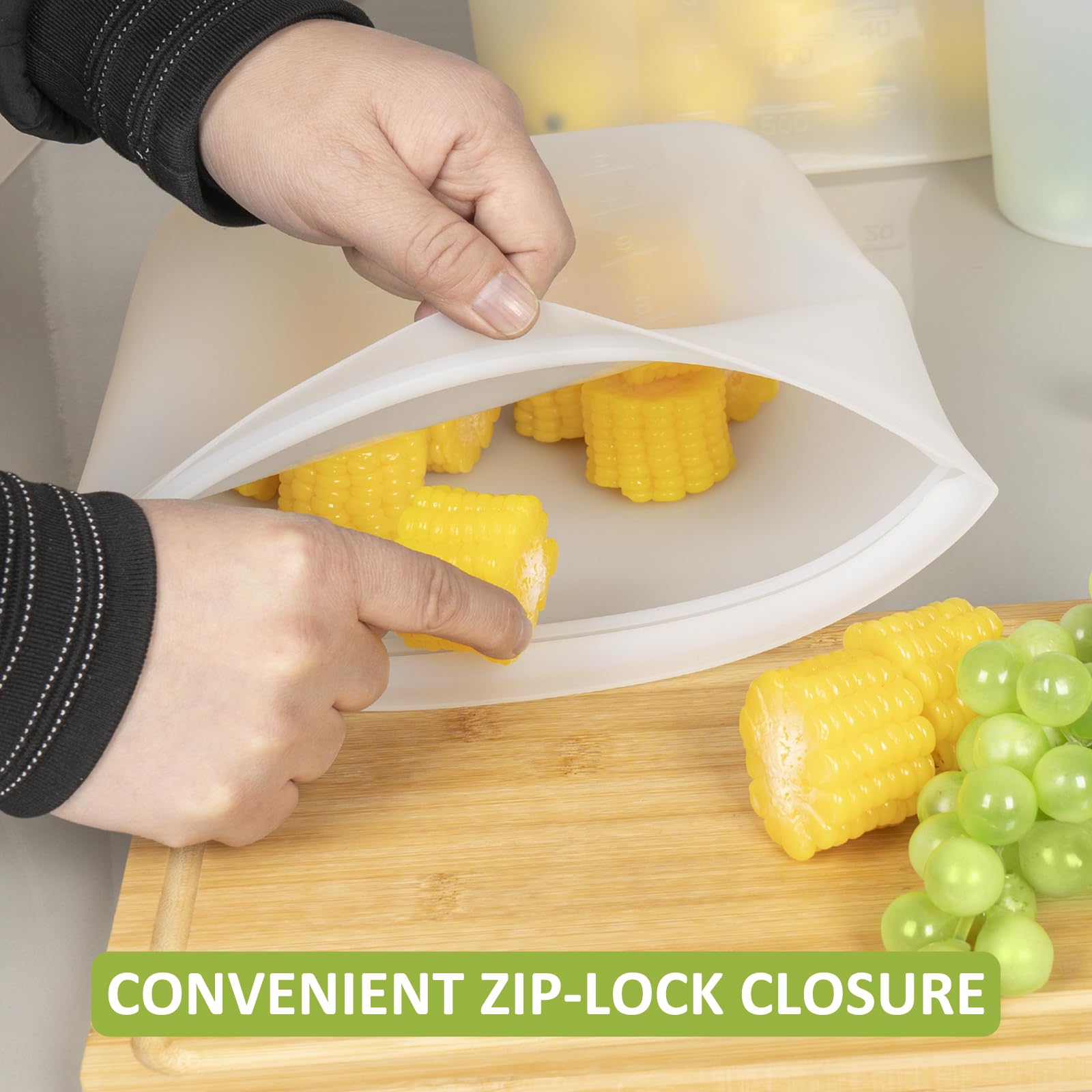 Reusable Food Bags, 12 Pack 100% Silicone Food Storage Bags Stand Up Zip Lock Container, Freezer Microwave Oven Dishwasher Safe, 4 Medium 4 Small 4 Extra Small, Aqua