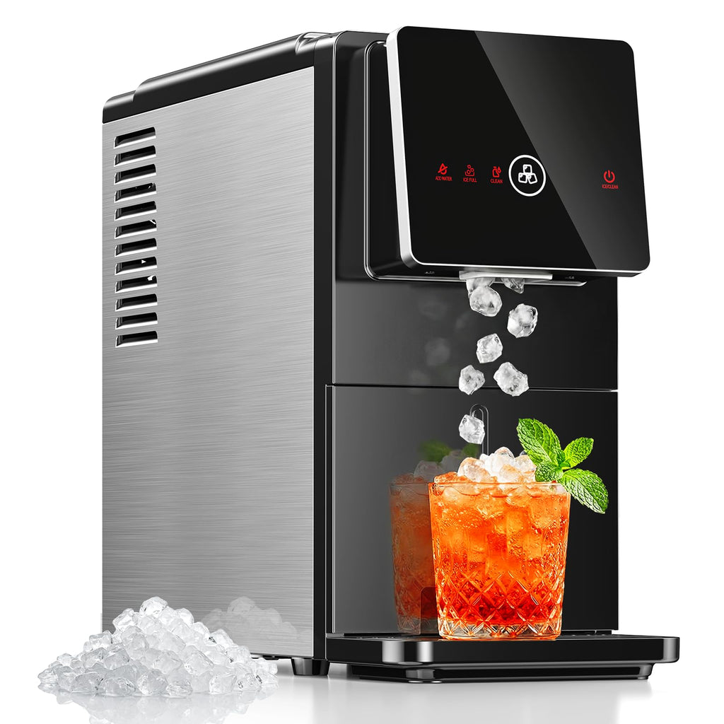 Electactic Nugget Ice Makers Countertop, Portable Ice Maker with Self-Cleaning, 35Lbs Per Day, Self Dispensing Design, One-Click Operation, 1.8L Water Tank, 1.5Lbs Ice Storage, for Home/Office/Kitchen