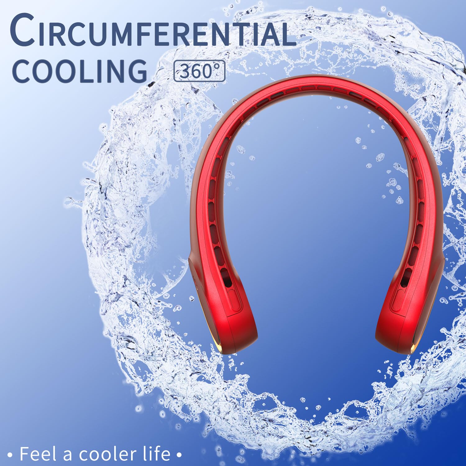 FrSara Neck Fan, Portable Personal Fan Strong Wind, 4000mAh, Air Volume,360° Cooling, No Hair Twisting, Air Volume On 2 Sides, Non-Slip, Quick Charge, Long Use Time, Gift for Women, Men, Birthday