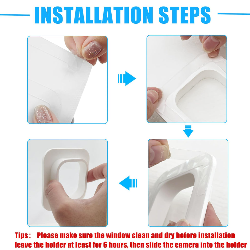 2 Pack Window Mount Compatible with Blink Mini Indoor, Secured Camera Glass Wall Holder for Single Pane Glass Windows/Doors for Outside Security Monitoring,White