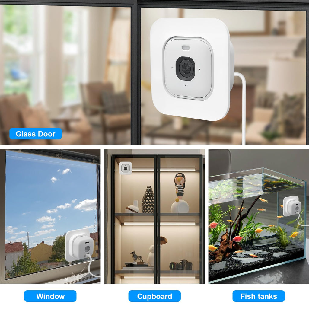 2 Pack Window Mount Compatible with Blink Mini Indoor, Secured Camera Glass Wall Holder for Single Pane Glass Windows/Doors for Outside Security Monitoring,White
