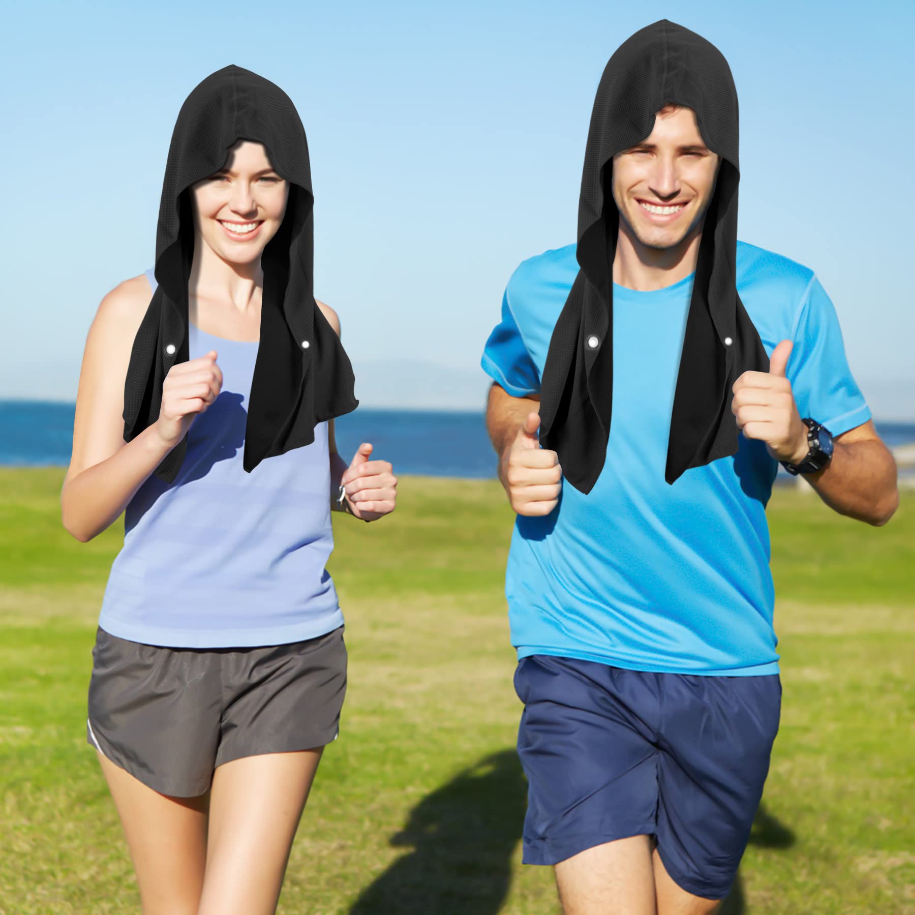 Sukeen Cooling Hoodie Towel, Cooling Towels for Neck and Face Quick Drying Absorbent, UV Protection Cooling Neck Wraps, Sport Workout Camping Cycling Cooling Towel