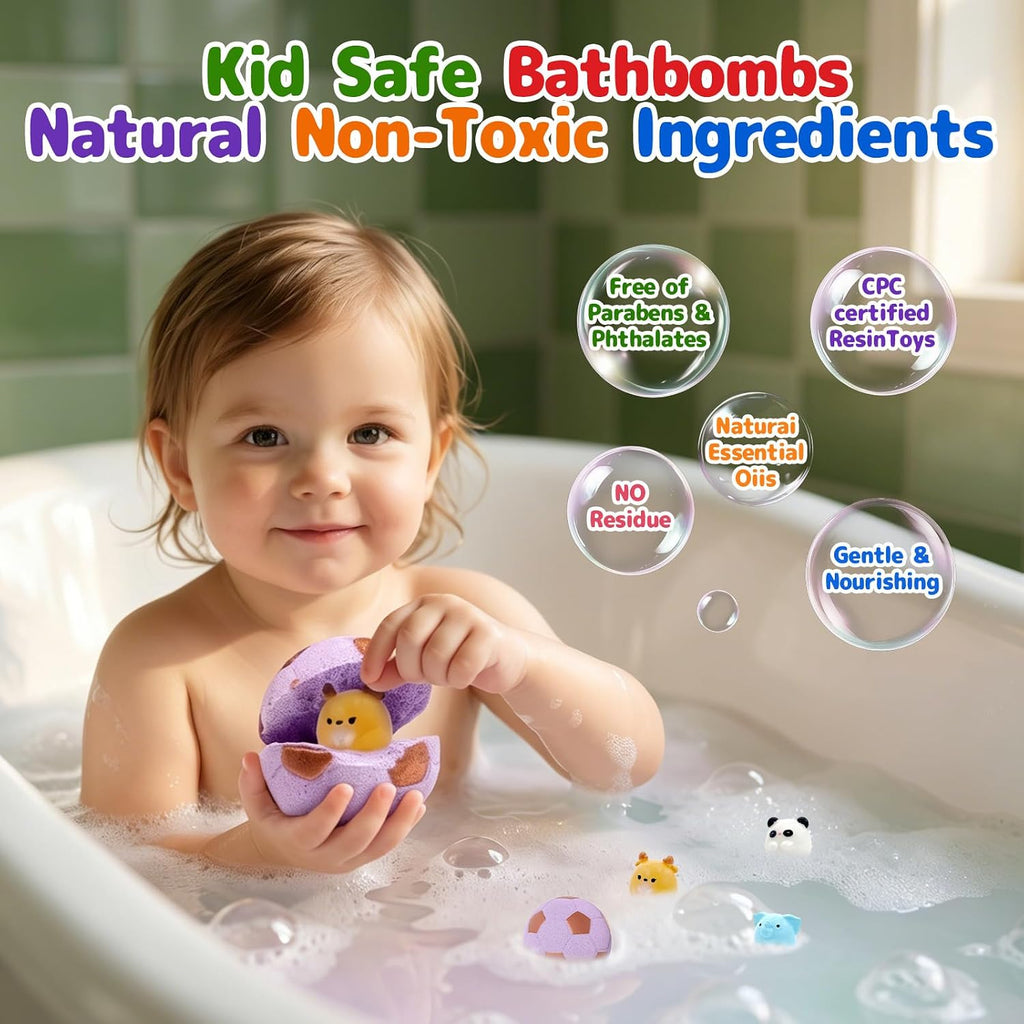 Soccer Kids Bath Bombs with Surprise Toys Inside, 6 Pack Gentle Bubble Bath Fizzies, Football Shape Spa Gifts for 3-12 Year Old Boys Teen Sports Theme Girls Party Favor Birthday Christmas