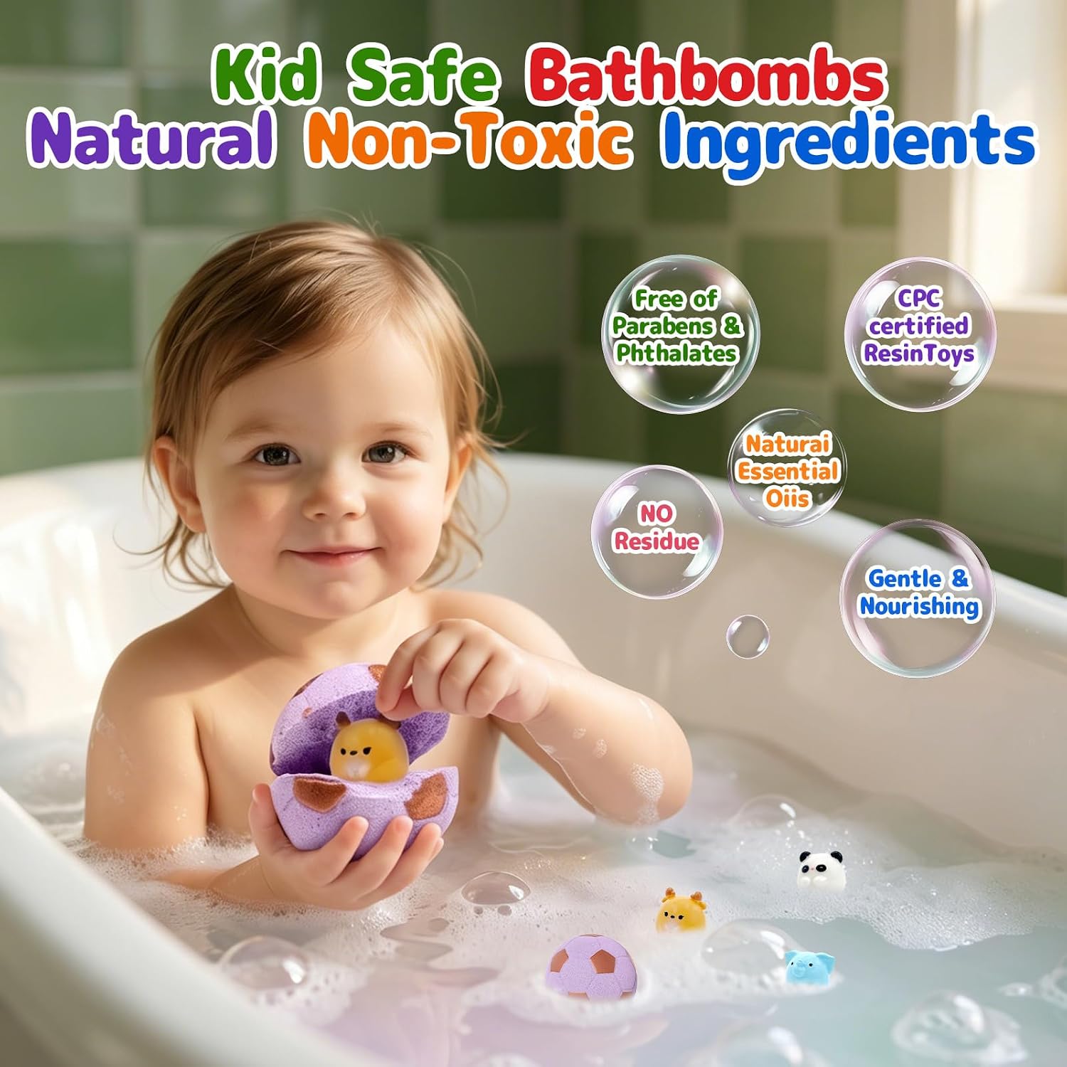 Soccer Kids Bath Bombs with Surprise Toys Inside, 6 Pack Gentle Bubble Bath Fizzies, Football Shape Spa Gifts for 3-12 Year Old Boys Teen Sports Theme Girls Party Favor Birthday Christmas