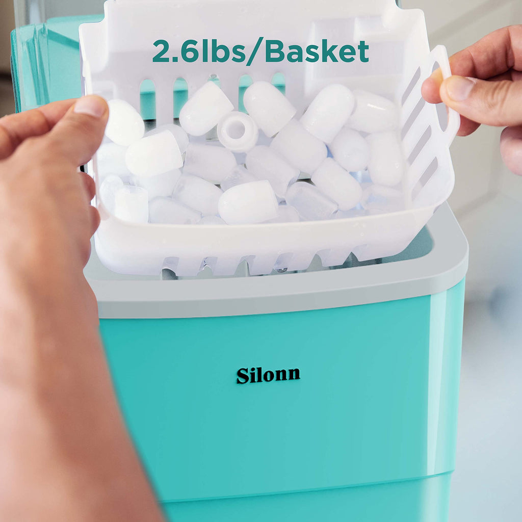 Silonn Nugget Ice Maker Countertop, Auto Drop Ice, Self Cleaning Ice Machine, 40 lbs/24H Soft Chewable Ice, Self Dispensing Nugget Ice Maker for Home, Kitchen and Party