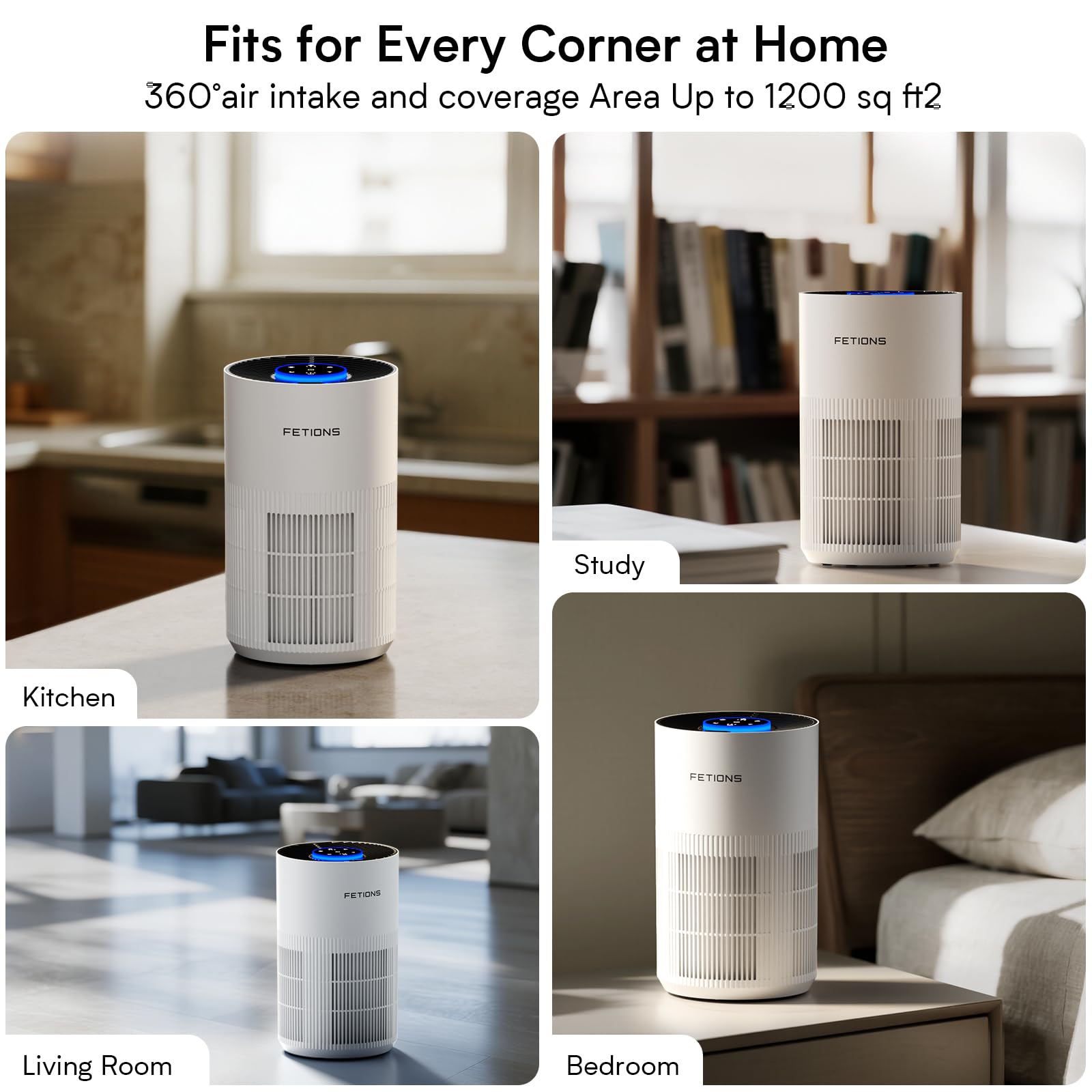 Air Purifiers for Bedroom Home up to 1200Ft², Small Air Purifier for Bedroom, H14 HEPA Air Purifiers for Home Pets,with Sleep Mode, 3 Speeds, Timer, Aroma Function