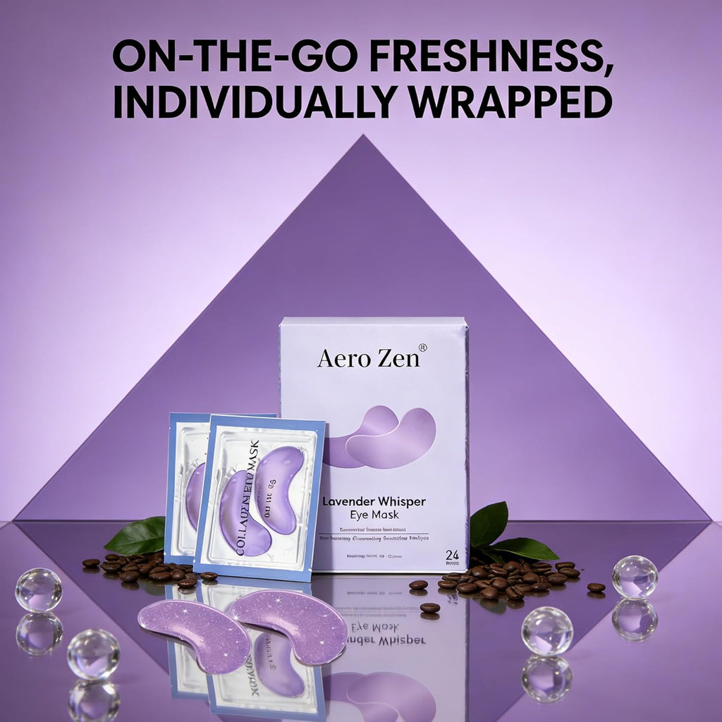 Aero Zen Collagen Under Eye Patches, Hydrating Gel Eye Masks with Hyaluronic Acid for Dark Circles, Puffiness, Under Eye Bags & Wrinkles, Ideal Beauty Gift for Women, 24 Pairs（Lavender）