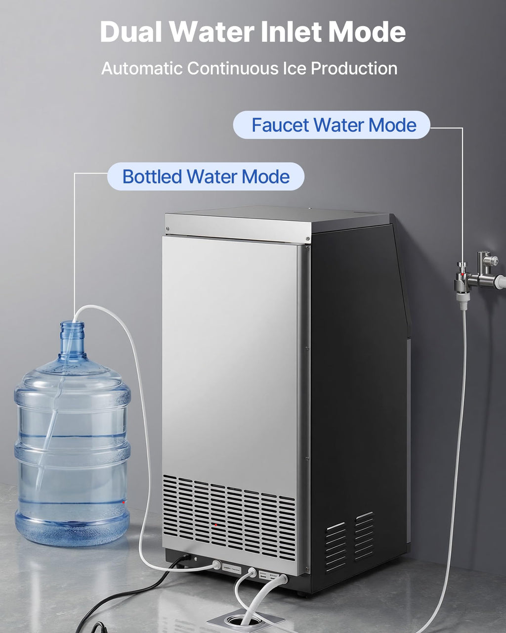 VEVOR Commercial Ice Maker Machine, 80 lbs/24h with 13 lbs Storage Capacity, Countertop/Freestanding/Under Counter, Stainless Steel Ice Maker with LED Display & Self-Cleaning, for Home Bar Restaurant