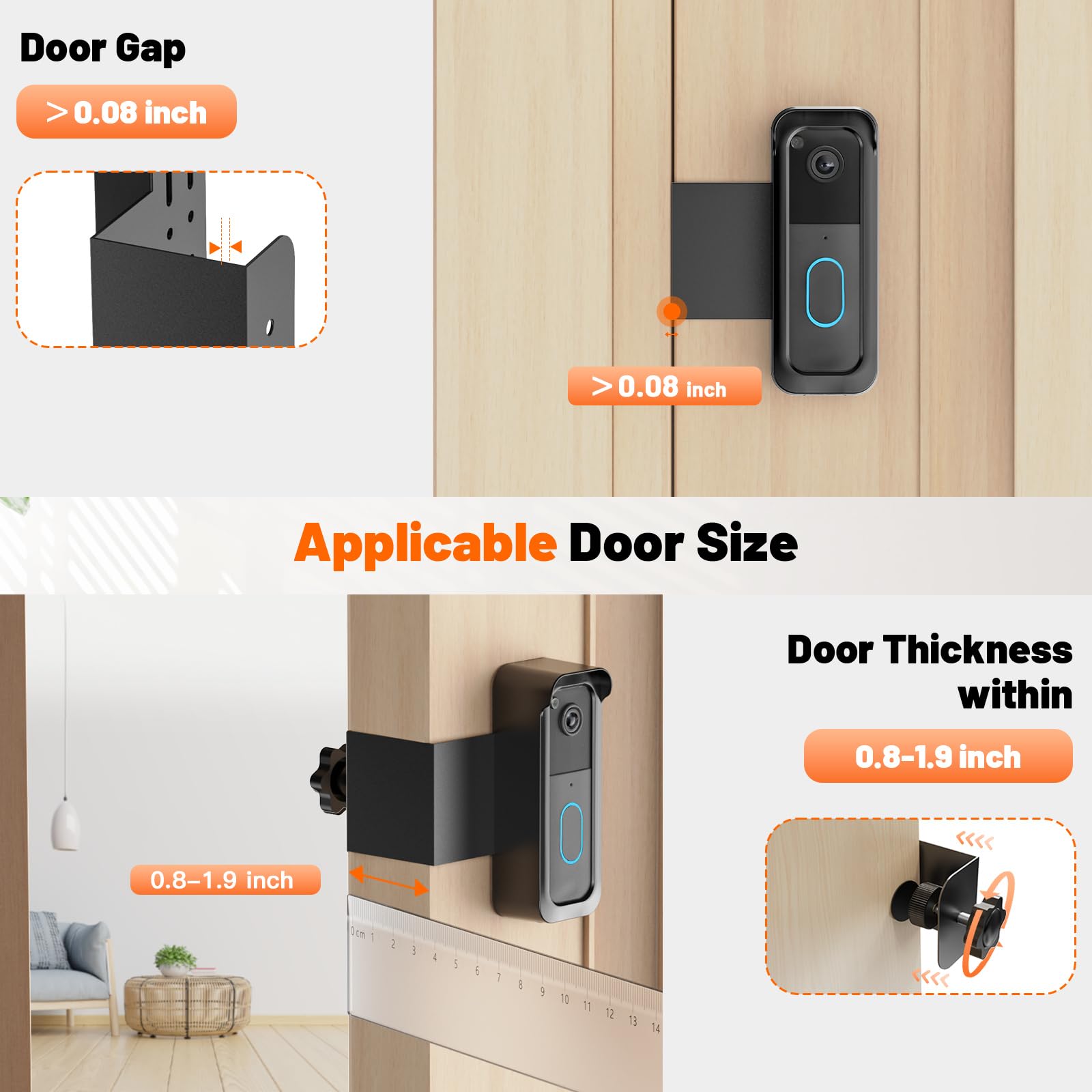 Blink Doorbell Mount, 2nd Gen Anti-Theft Blink Doorbell Camera Mount No Drilling with Rain Cover, Fit for Blink Video Doorbell 1st & 2nd Gen, No Block Sensor & Night Vision