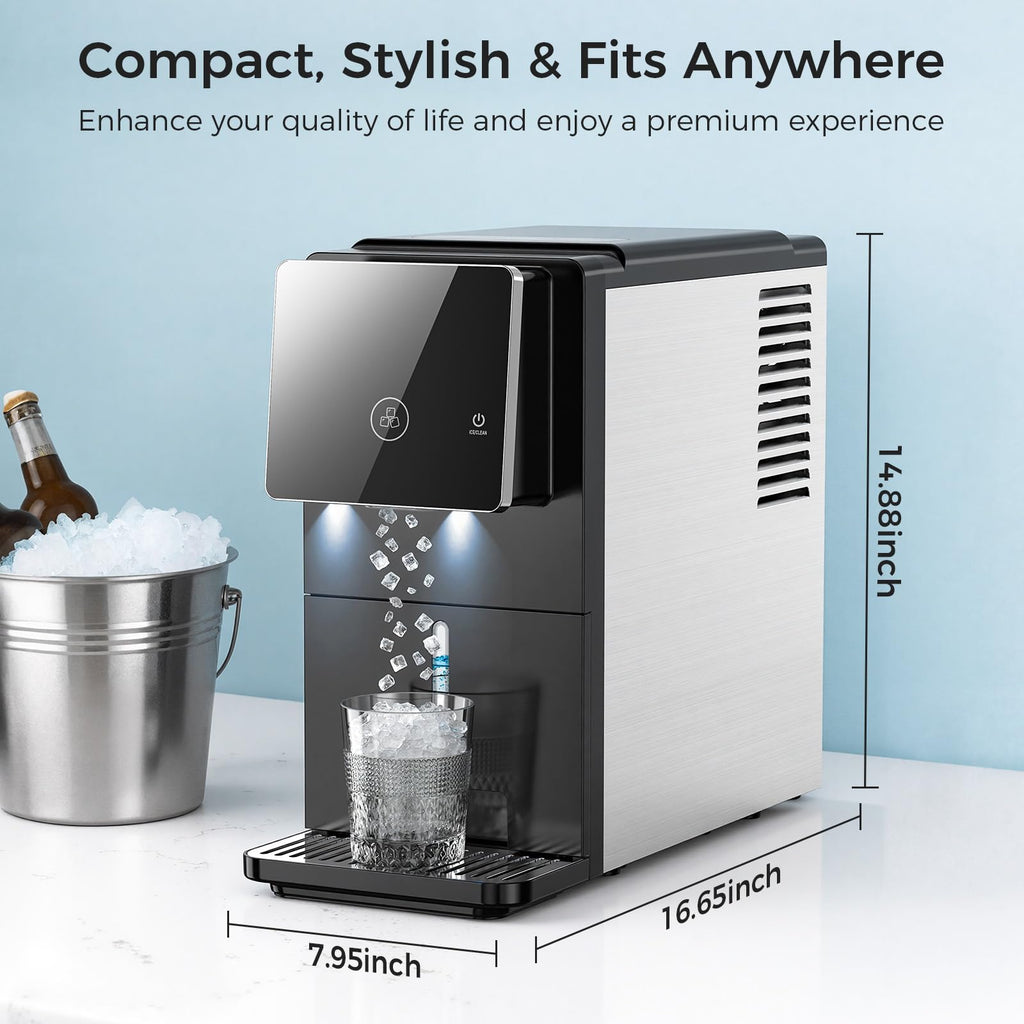 COWSAR Ice Maker Countertop, Portable Ice Machine with Self-Cleaning, 26.5 lbs/24Hrs, 8 Ice Cubes in 6 Mins, Ice Basket and Scoop, Ideal for Home, Kitchen, Bar, Camping