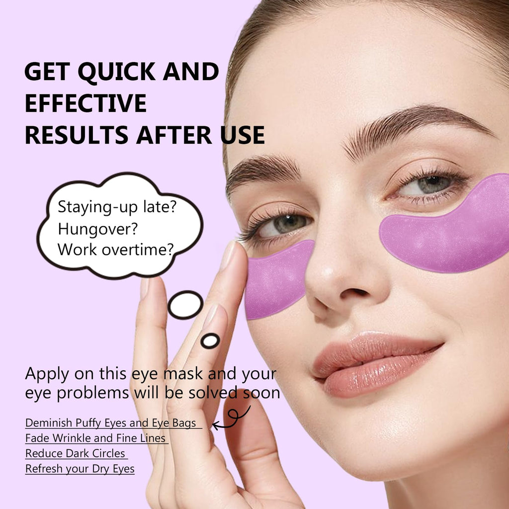 30 Pairs Gel Collagen Eye Pads,Crystal Collagen Under Eye Mask for Moisturizing,Reducing Fine Lines&Dark Circles& Puffy Eyes Under Eye Patch for Women Men, Black