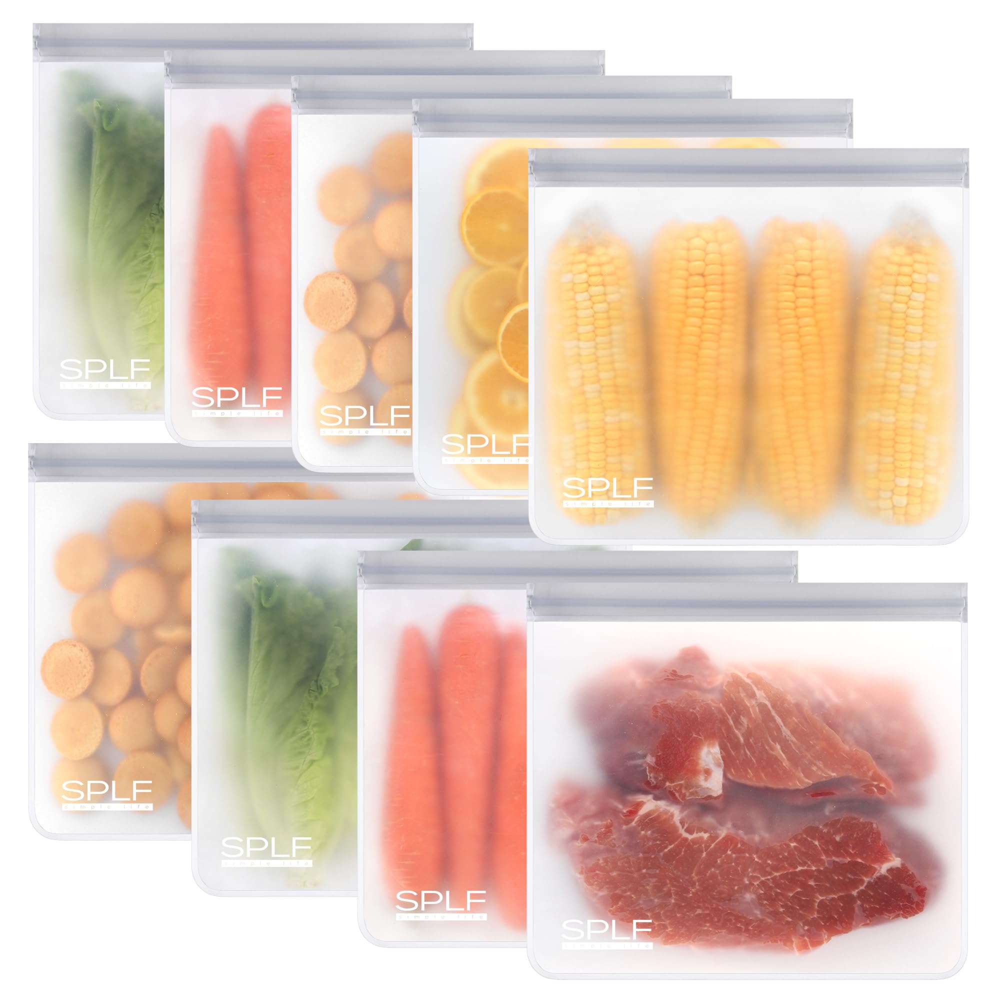 SPLF 6 Pack Reusable Gallon Freezer Bags Dishwasher Safe, BPA FREE Reusable Food Storage Bags, Extra Thick Leakproof Silicone Free 1 Gallon Bags for Marinate Meat, Cereal, Sandwich, Snack, Travel Item
