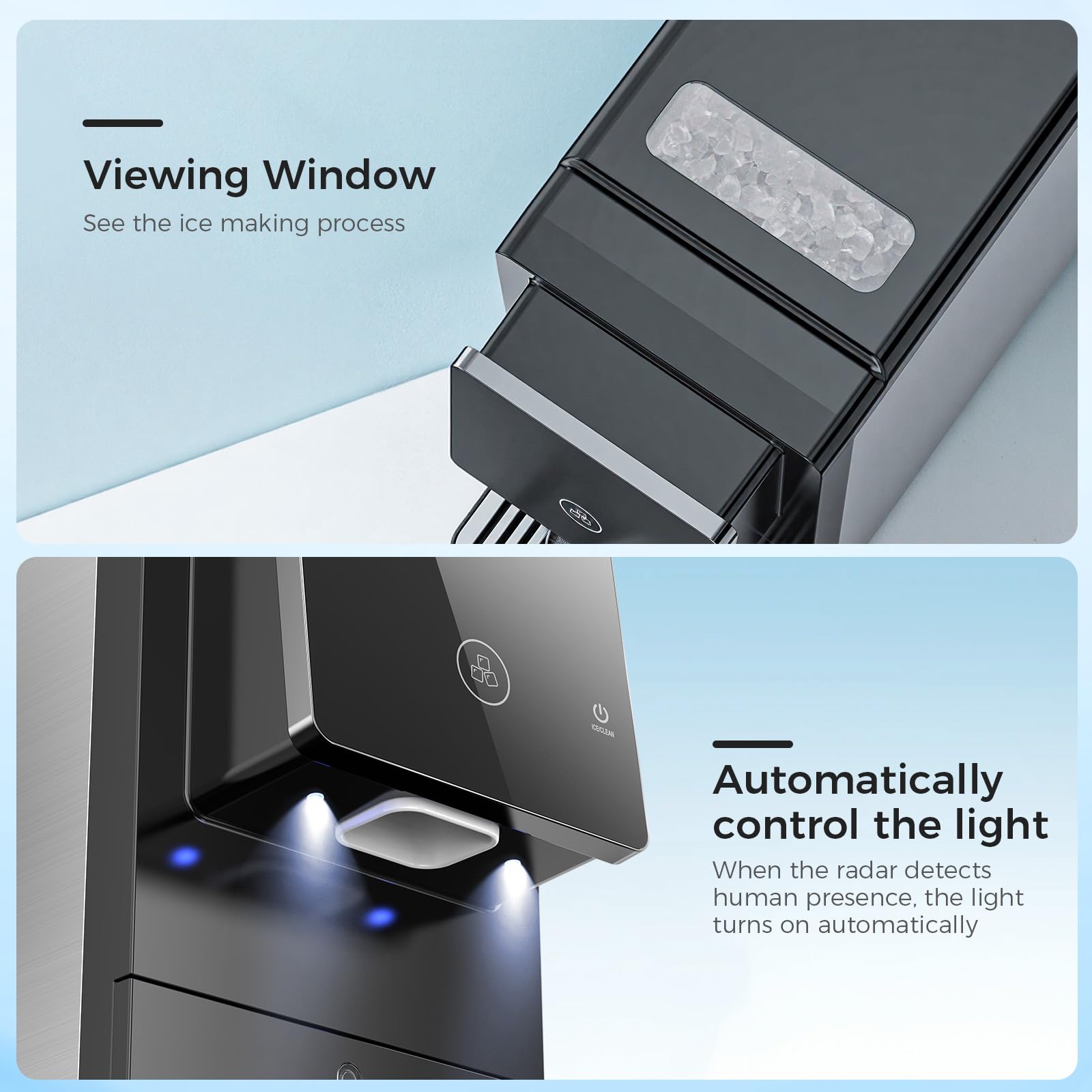 COWSAR Ice Maker Countertop, Portable Ice Machine with Self-Cleaning, 26.5 lbs/24Hrs, 8 Ice Cubes in 6 Mins, Ice Basket and Scoop, Ideal for Home, Kitchen, Bar, Camping