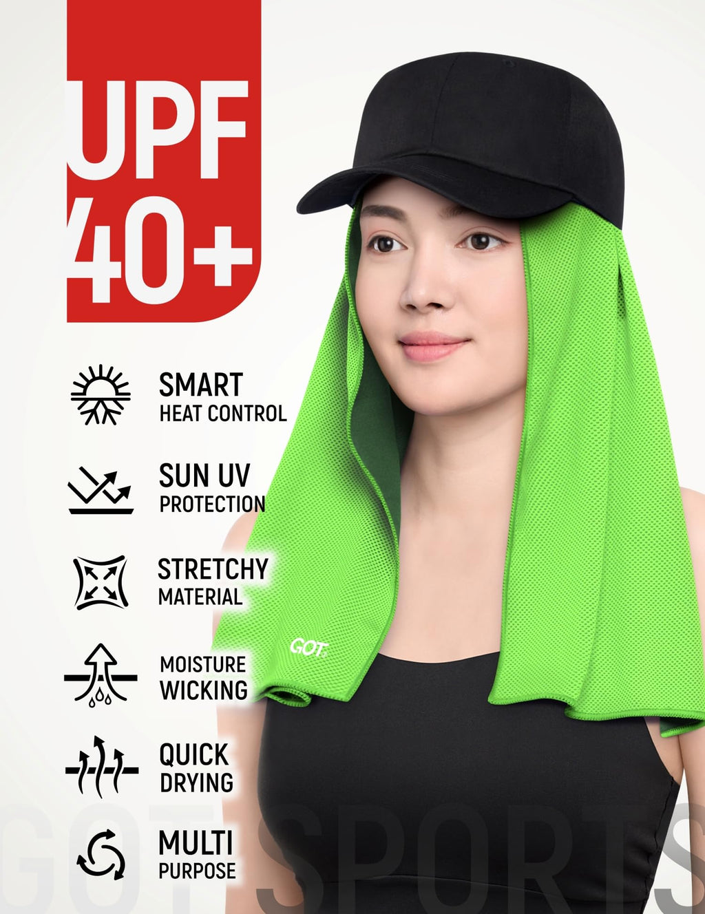 Instant Cooling Towel Neck & Face - Sweat Rag Neck Wraps Gym Workout | 40x12 Inch, Evaporative Cooling, Wet Wring Snap Activation, Lightweight, UPF 40+, Outdoor Adventures