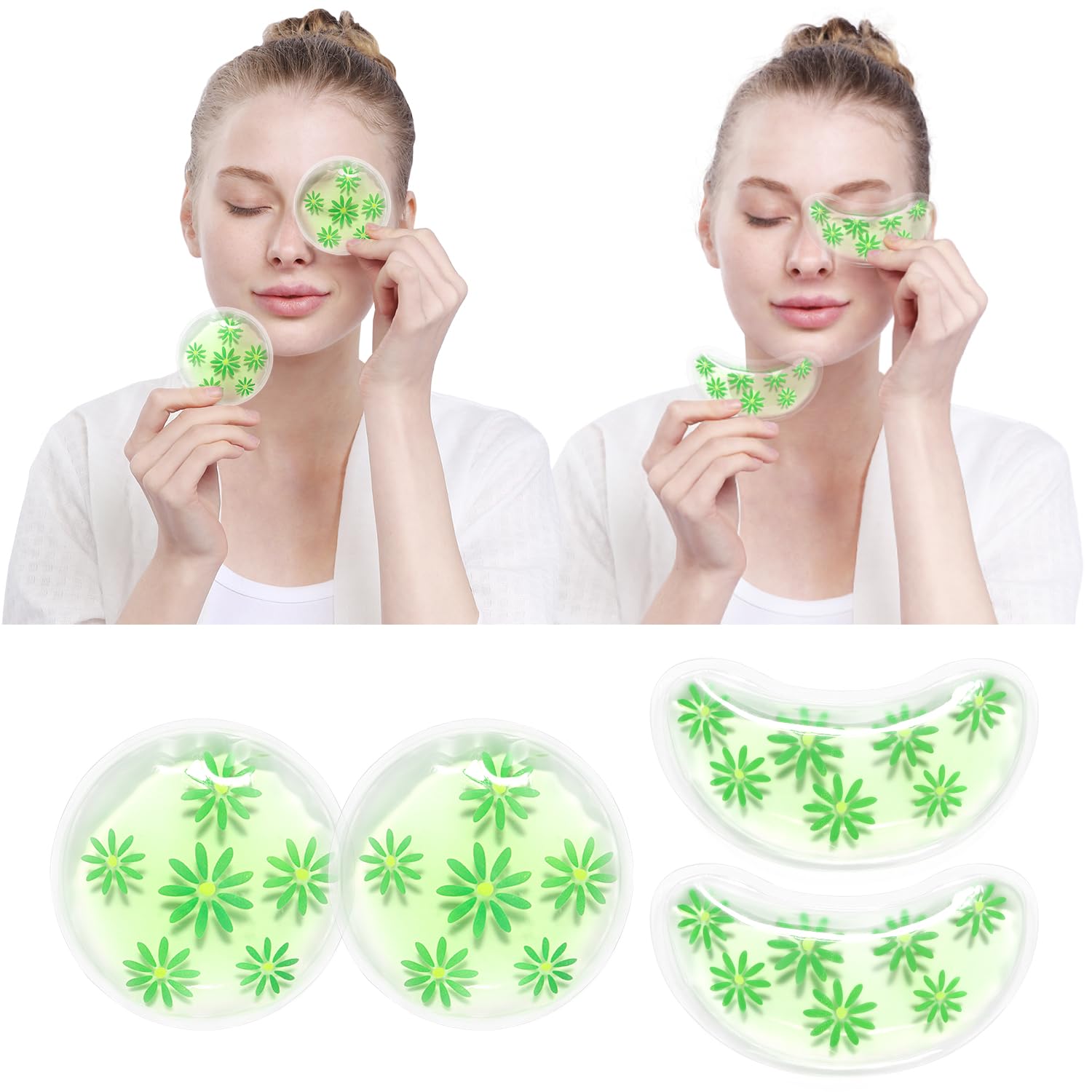 4PCS Gel Eye Ice Pack Set Reusable, Cold and Hot Compress for Eyes, Ice Pack for Eyes, Cooling Eye Pads for Eye Strain, Swelling, Redness, Dark Circles, Puffy Eyes, and Eye Recovery Surgery.