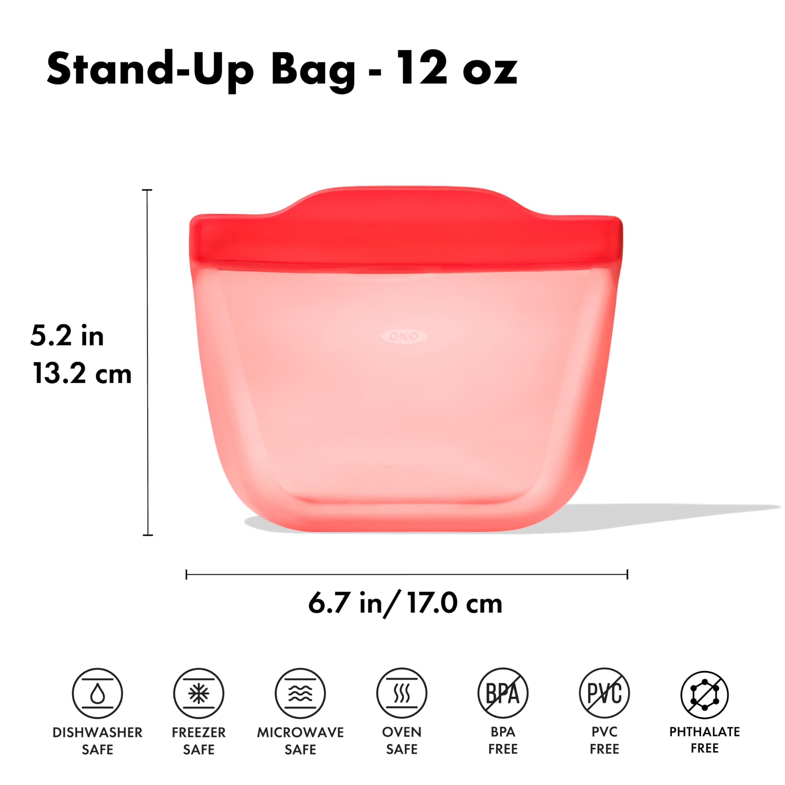 OXO Good Grips Silicone Reusable Bag – Stand-Up Snack (12 oz) – Oat