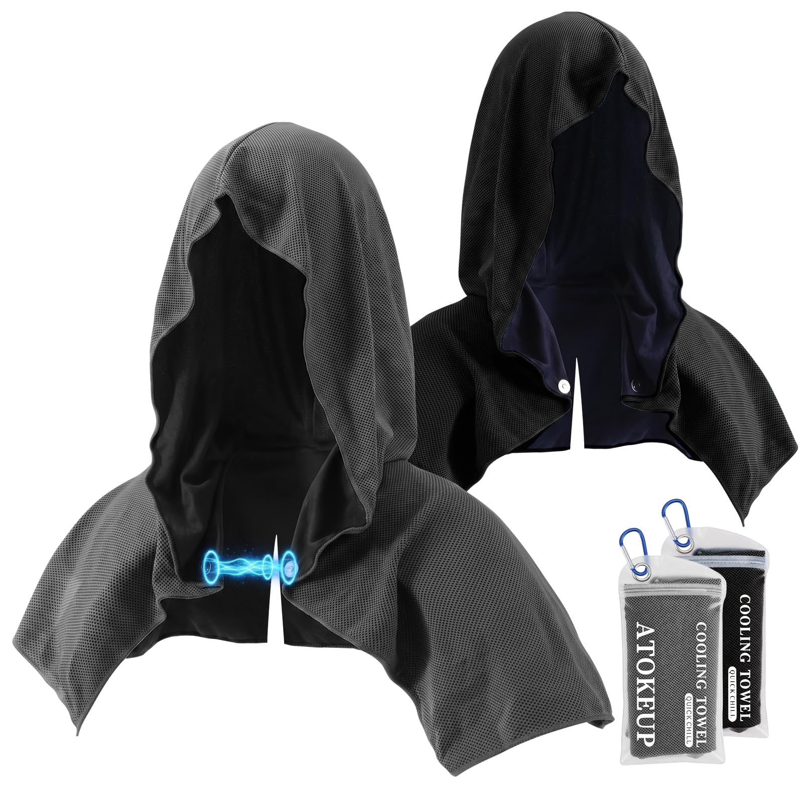 3 Pack Cooling Hoodie Towels for Neck and Face, Ice Towels for Hot Weather | UPF 50 Sun Protection & Instant Cooling, Soft Breathable Towel for Sport, Work Out, Gym, Camping & More Activities