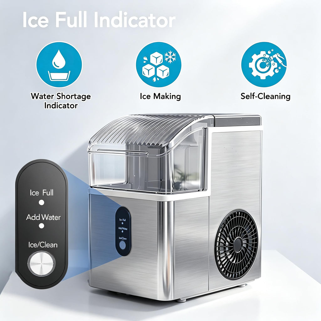 COWSAR Ice Maker Countertop, Portable Ice Machine with Self-Cleaning, 26.5 lbs/24Hrs, 8 Ice Cubes in 6 Mins, Ice Basket and Scoop, Ideal for Home, Kitchen, Bar, Camping