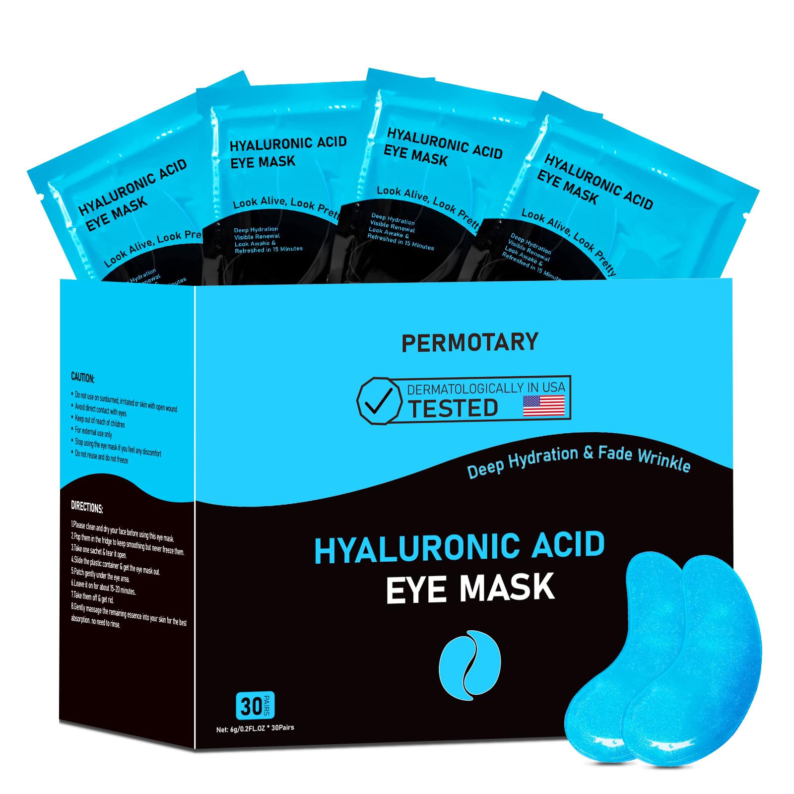 30 Pairs Gel Collagen Eye Pads,Crystal Collagen Under Eye Mask for Moisturizing,Reducing Fine Lines&Dark Circles& Puffy Eyes Under Eye Patch for Women Men, Black