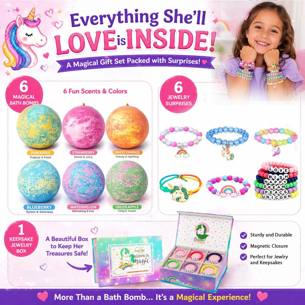 Bath Bombs for Kids with Surprise Inside - Organic, Gentle & Kid Friendly Bubble Bath Fizzies with Toys Inside. Spa Bath Fizz Balls Kit. Fizzy Balls w/Rich Bubbles, Birthday Gifts for Boys, Girls