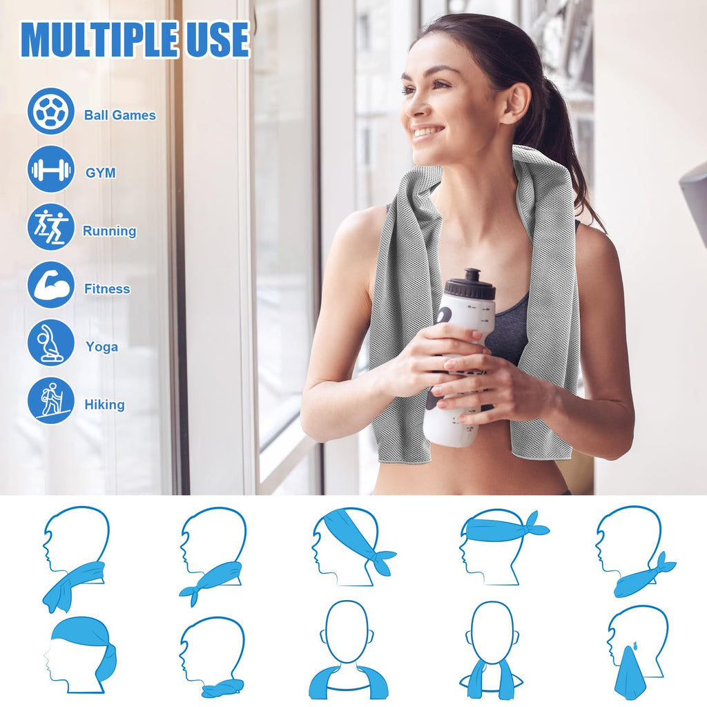 4 Pack Cooling Towel for Gym Fitness Yoga Hiking,Hot Weather Cool Towels Cloth Rags Wrap for Neck Face(4 Pack-02)