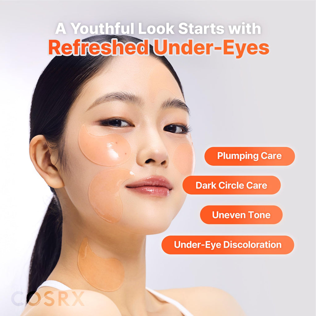 COSRX Pink Peptides Collagen Hydrogel Eye Patch for Puffy Eyes, Cooling & Firming Under Eye Patches with 4-Peptide & Caffeine (60), Depuffing Gel Eye Mask, Korean Skin Care