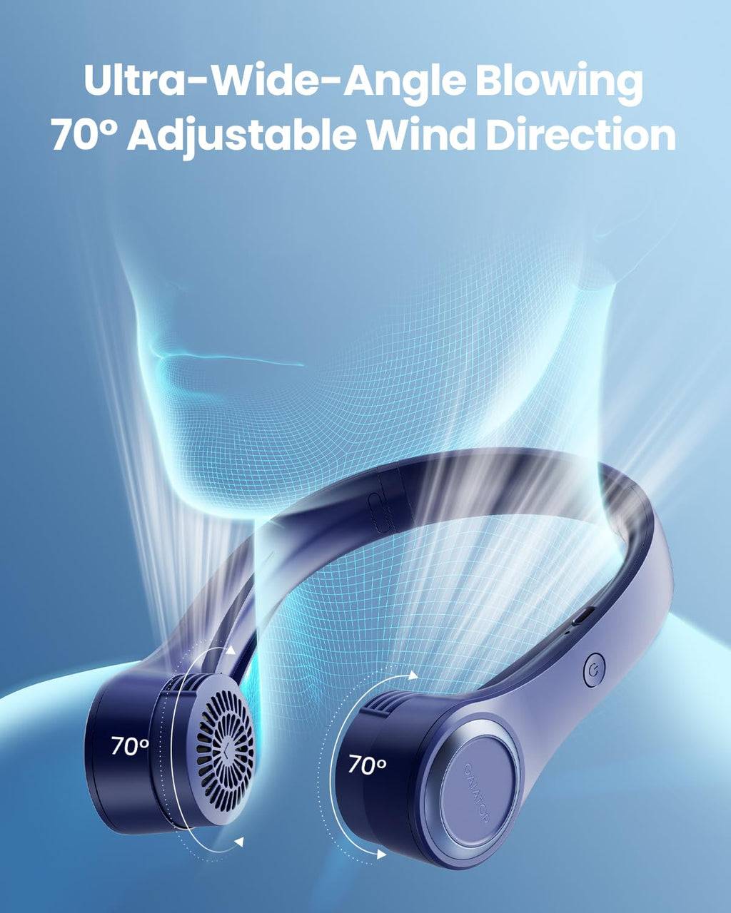 Gaiatop Portable Neck Fan, 4000mAh Rechargeable Hands Free Bladeless Mini Fans, 3 Speeds Air Outlet Can Rotate 70°, Free Adjustment Personal Wearable Cooling Fan Suitable for Travel Office Purple