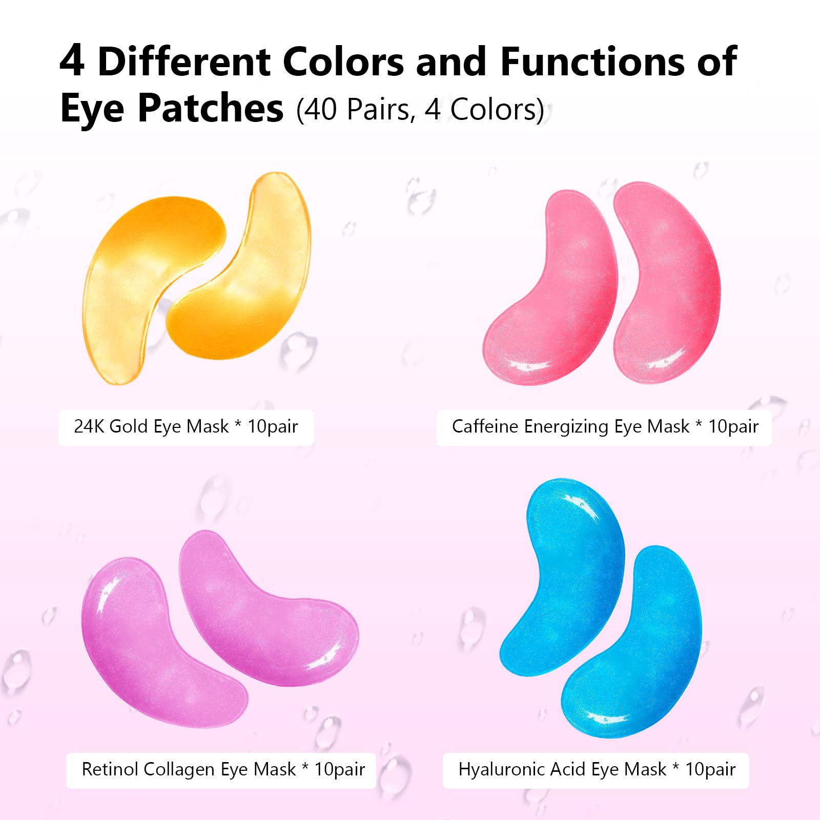 Adofect Hydrogel Caffeine Under Eye Masks, Collagen Eye Patches for Dark Circles Puffy Eyes Under Eye Bags, Deep Hydration Eye Gels for All Skin Types, Skin Care Gifts (Pink, 30 Pairs)