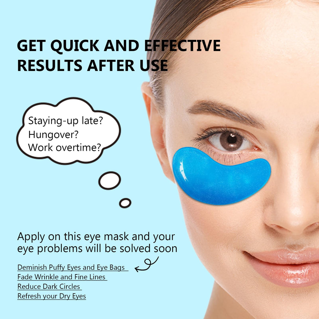 30 Pairs Gel Collagen Eye Pads,Crystal Collagen Under Eye Mask for Moisturizing,Reducing Fine Lines&Dark Circles& Puffy Eyes Under Eye Patch for Women Men, Black