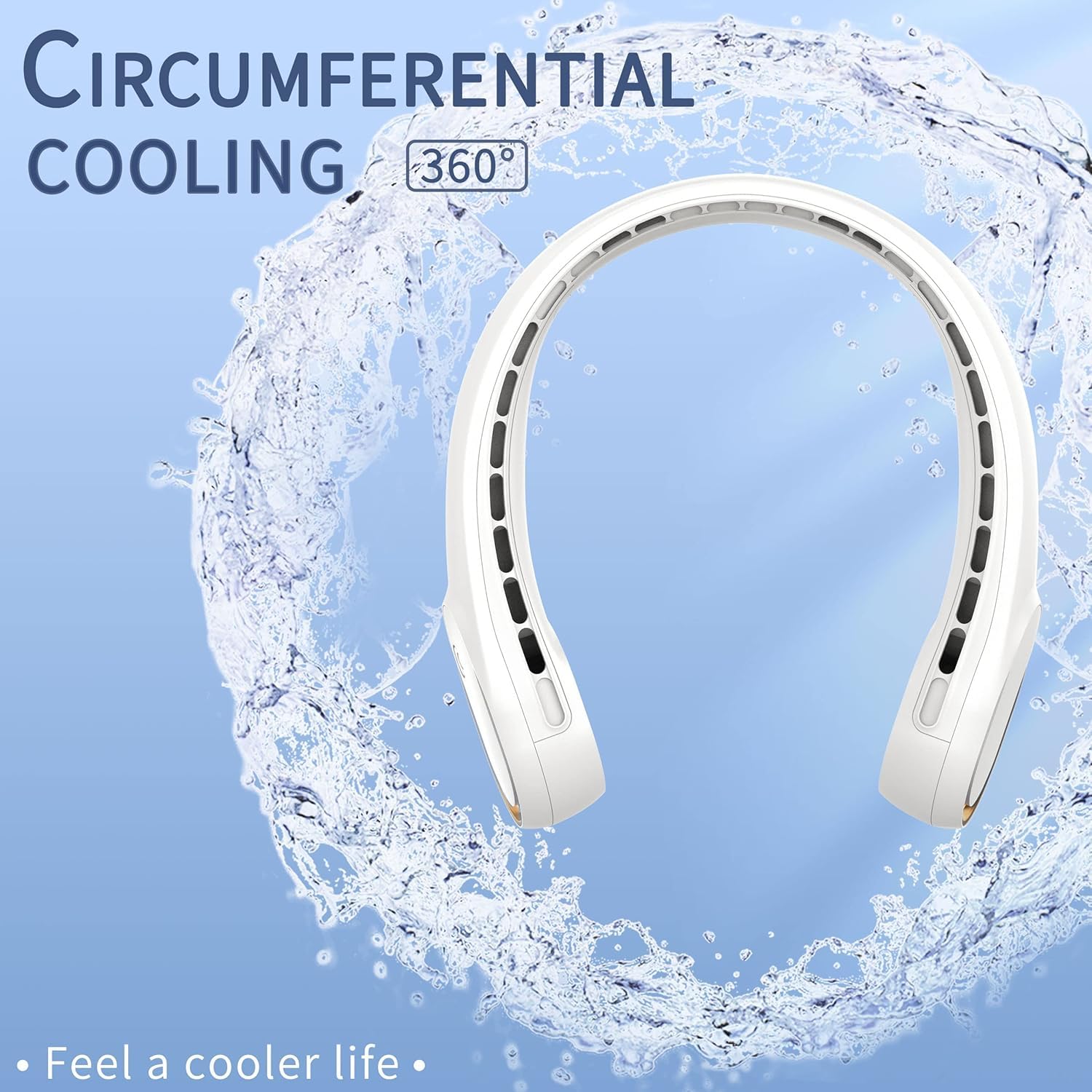 FrSara Neck Fan, Portable Personal Fan Strong Wind, 4000mAh, Air Volume,360° Cooling, No Hair Twisting, Air Volume On 2 Sides, Non-Slip, Quick Charge, Long Use Time, Gift for Women, Men, Birthday