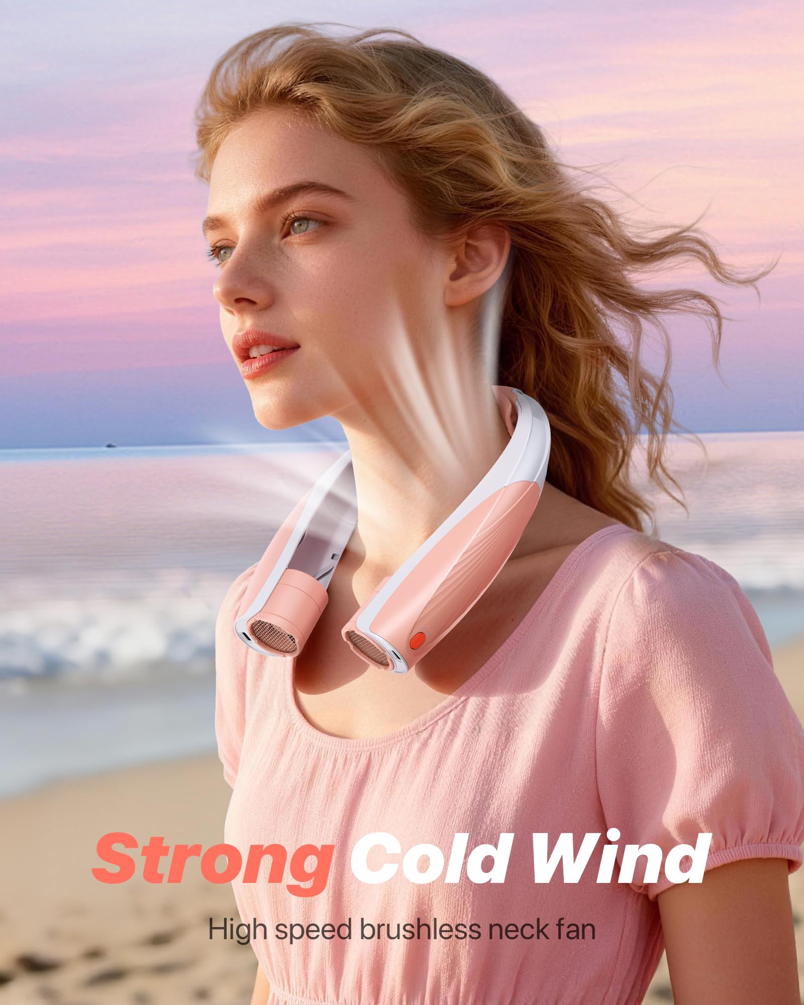 Kesguar Portable Neck Fan, 20H RunTime Cooling Fan, 6 Speeds 360° Airflow Personal Fan, Rechargeable Hands Free with 6000mAh Battery Wearable Fan Gifts for Women Men Outdoor Travel Camping