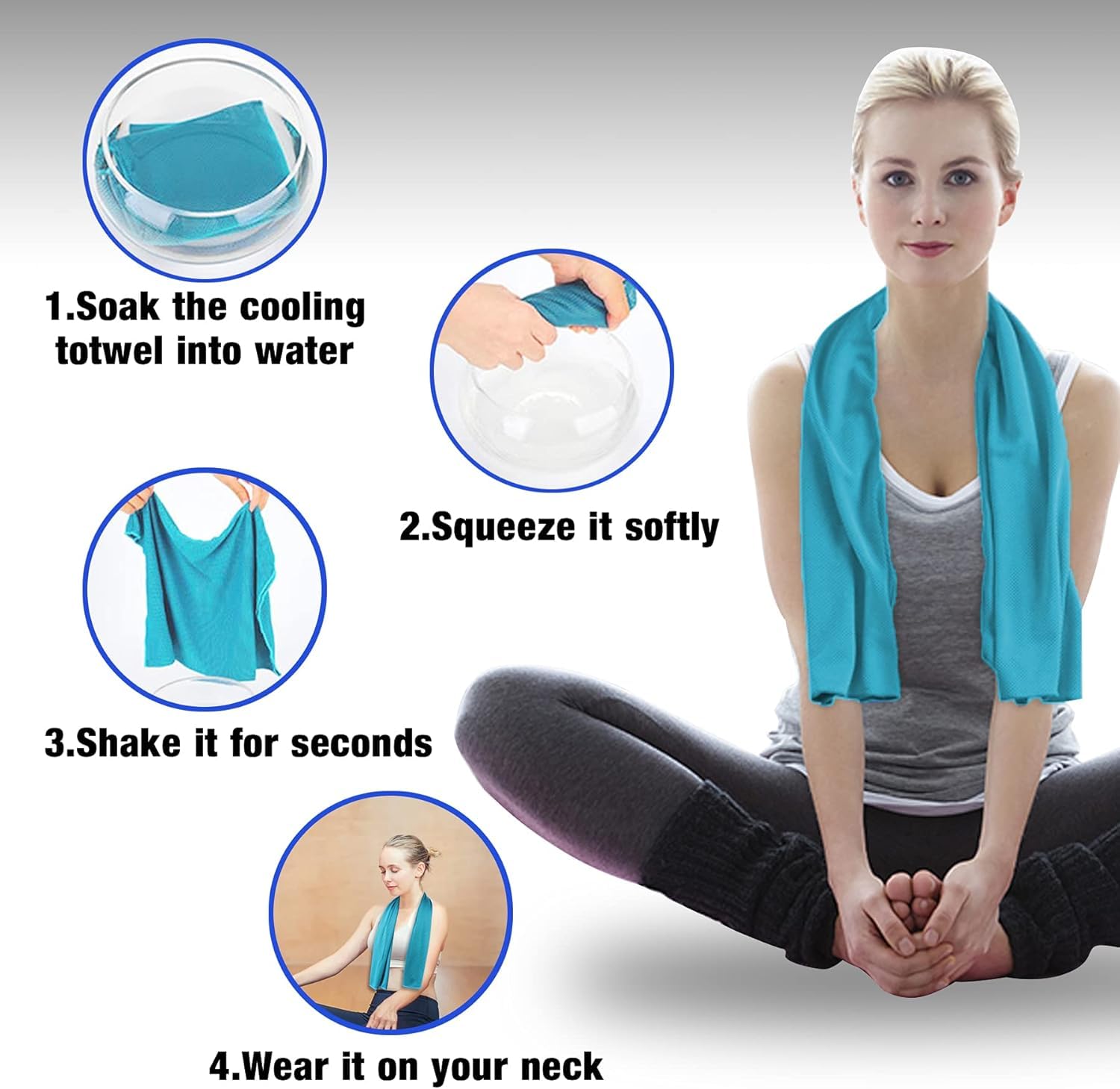 Amgico 10 Pack Cooling Towel(40"x12") for Neck and face, Ice Towel, Soft Breathable Towels, Cooling Rags for Yoga, Sport, Running, Workout, Gym, Camping, Fitness, Workout & More