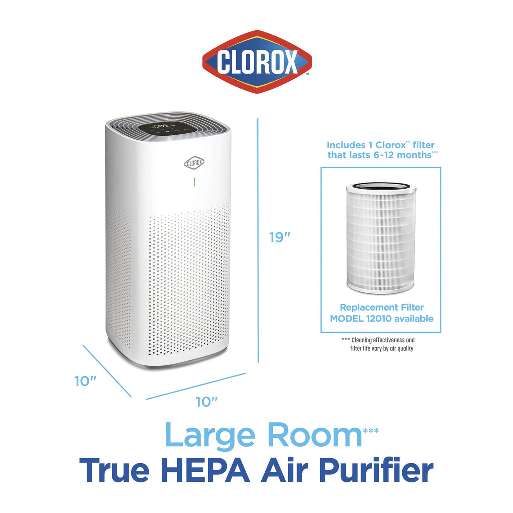 Clorox Medium Room Air Purifiers for Bedroom Home, True HEPA Filter