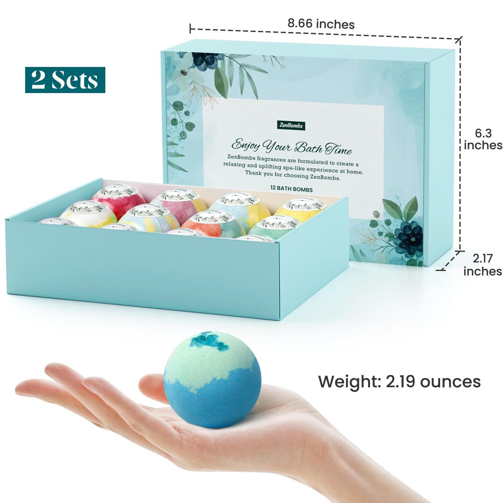 ZenBombs Bath Bombs for Women, 12pcs Handmade Natural Bath Bomb, Stocking Stuffers, Mothers Day Presents for Mom, Bath Bomb with Shea Butter, White Elephant, Valentines Day Presents for Her and Him