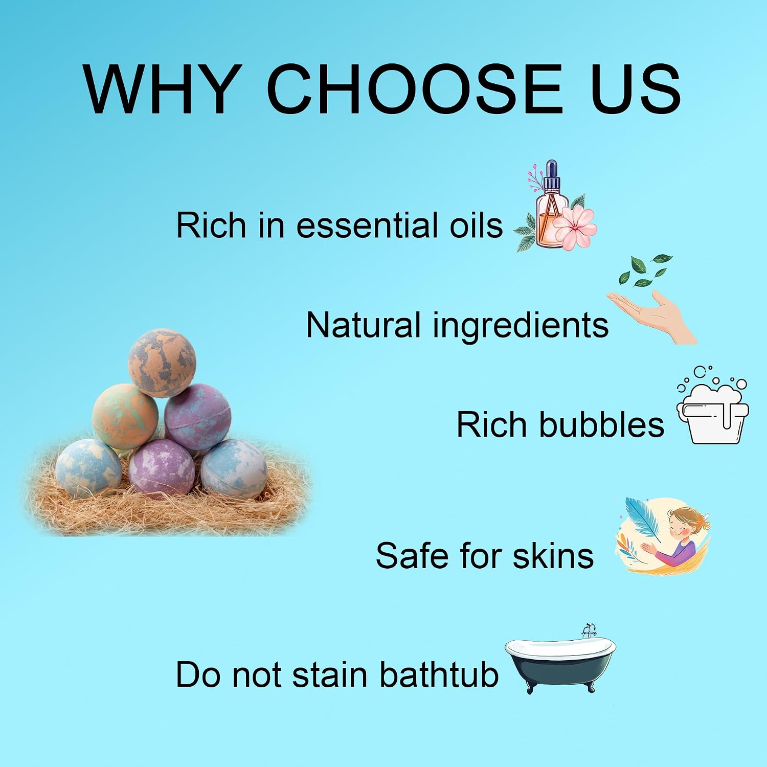 Bath Bombs for Women, 9pcs Handmade Bubble Bath Bombs with Natural Essential Oils, Wonderfull Gift for Women, as Well as Nice Valentine's Day or Birthday Gift for Wife and Girlfriend