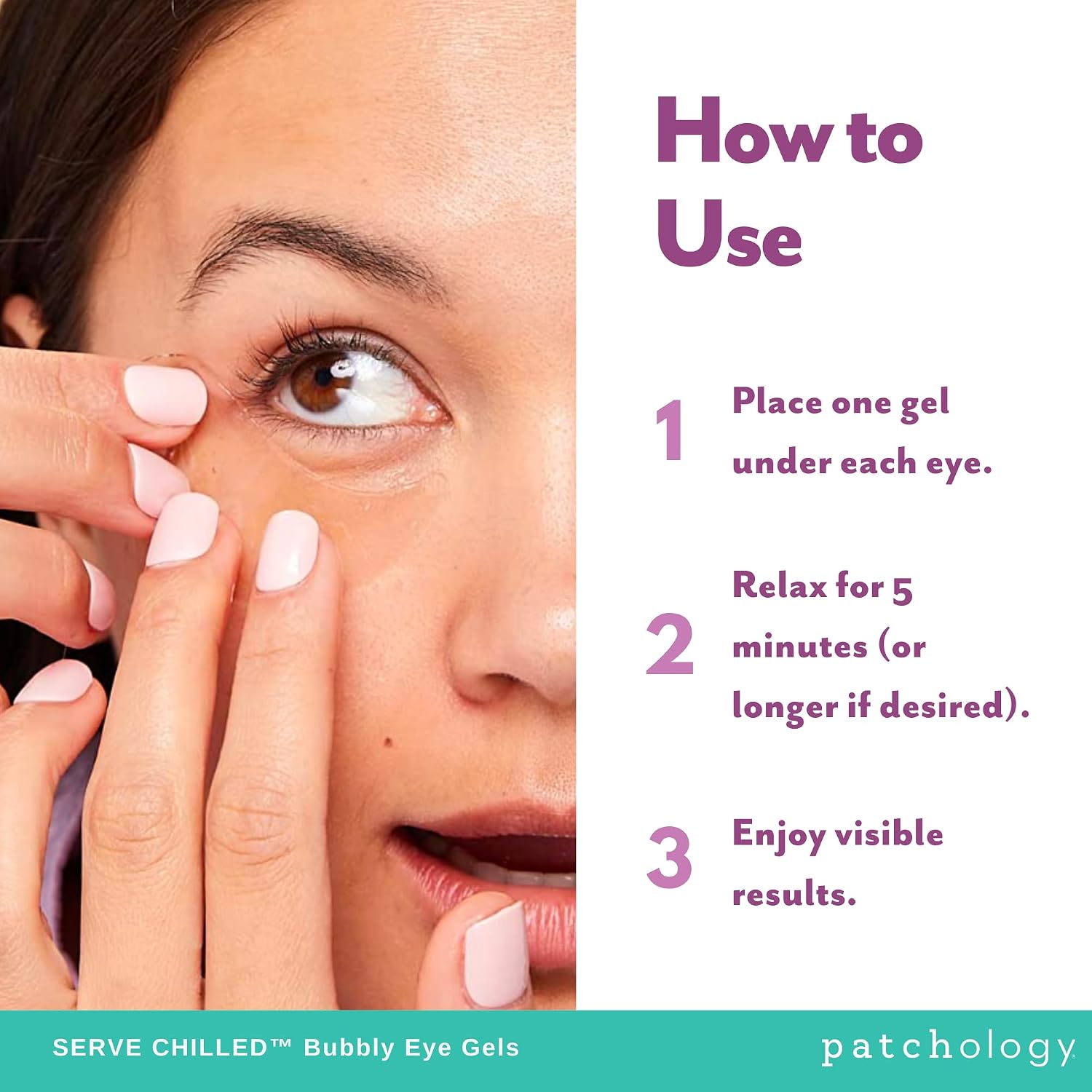 Patchology Serve Chilled Bubbly Eye Gels with Niacinamide, Hydrating Under Eye Patches with Niacinamide and Vitamin C, Under Eye Gel Pads with Gel Technology, Facial Skin Care Products - 5 Pairs