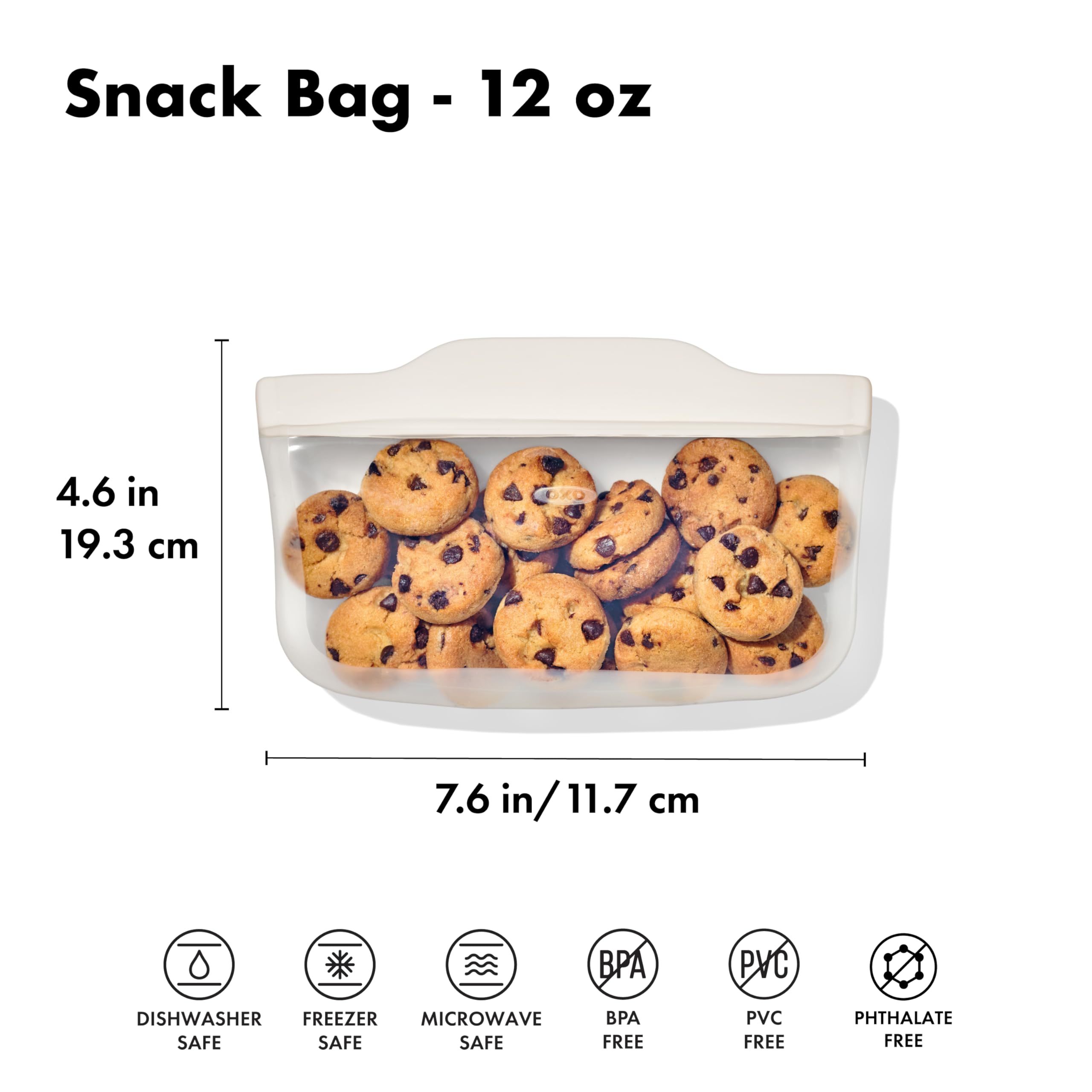 OXO Good Grips Silicone Reusable Bag – Stand-Up Snack (12 oz) – Oat