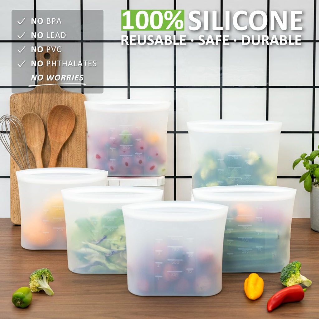 Reusable Food Bags, 12 Pack 100% Silicone Food Storage Bags Stand Up Zip Lock Container, Freezer Microwave Oven Dishwasher Safe, 4 Medium 4 Small 4 Extra Small, Aqua