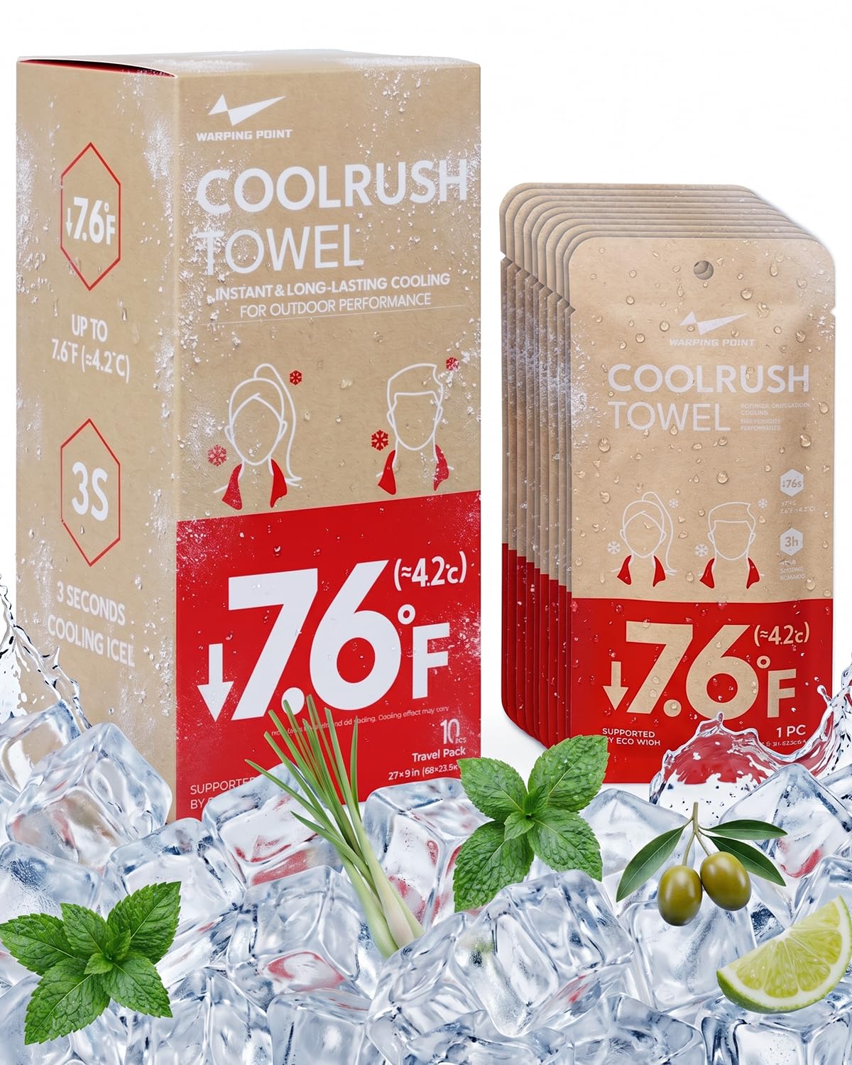 CoolRush Towel, Ice Neck Wraps for Extreme Heat, Large Cooling Body Wipe No Rinse, Chilly Wet Rags for Workout, Lake, Walking, Fishing, Running, Festival, Soccer, Cruise, Rave, River Must Have