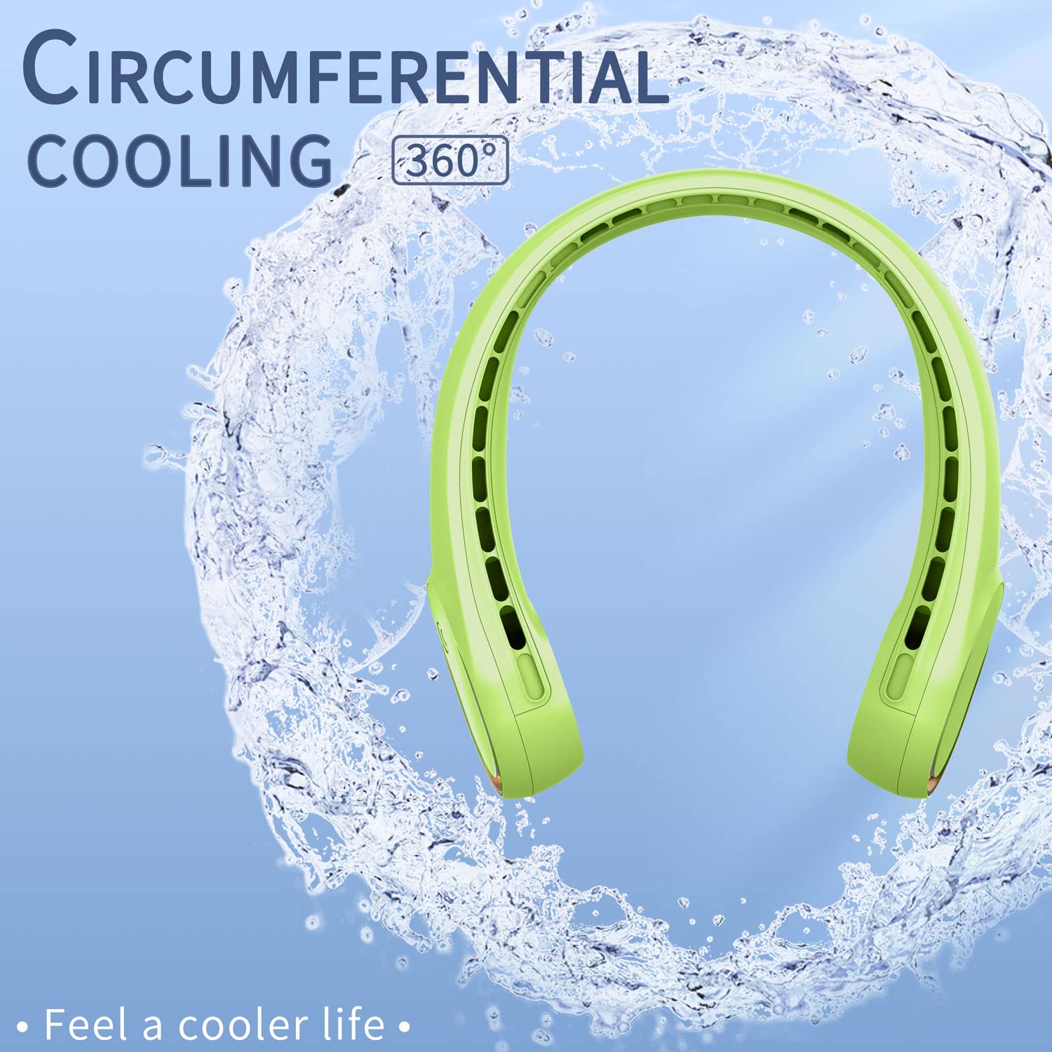FrSara Neck Fan, Portable Personal Fan Strong Wind, 4000mAh, Air Volume,360° Cooling, No Hair Twisting, Air Volume On 2 Sides, Non-Slip, Quick Charge, Long Use Time, Gift for Women, Men, Birthday