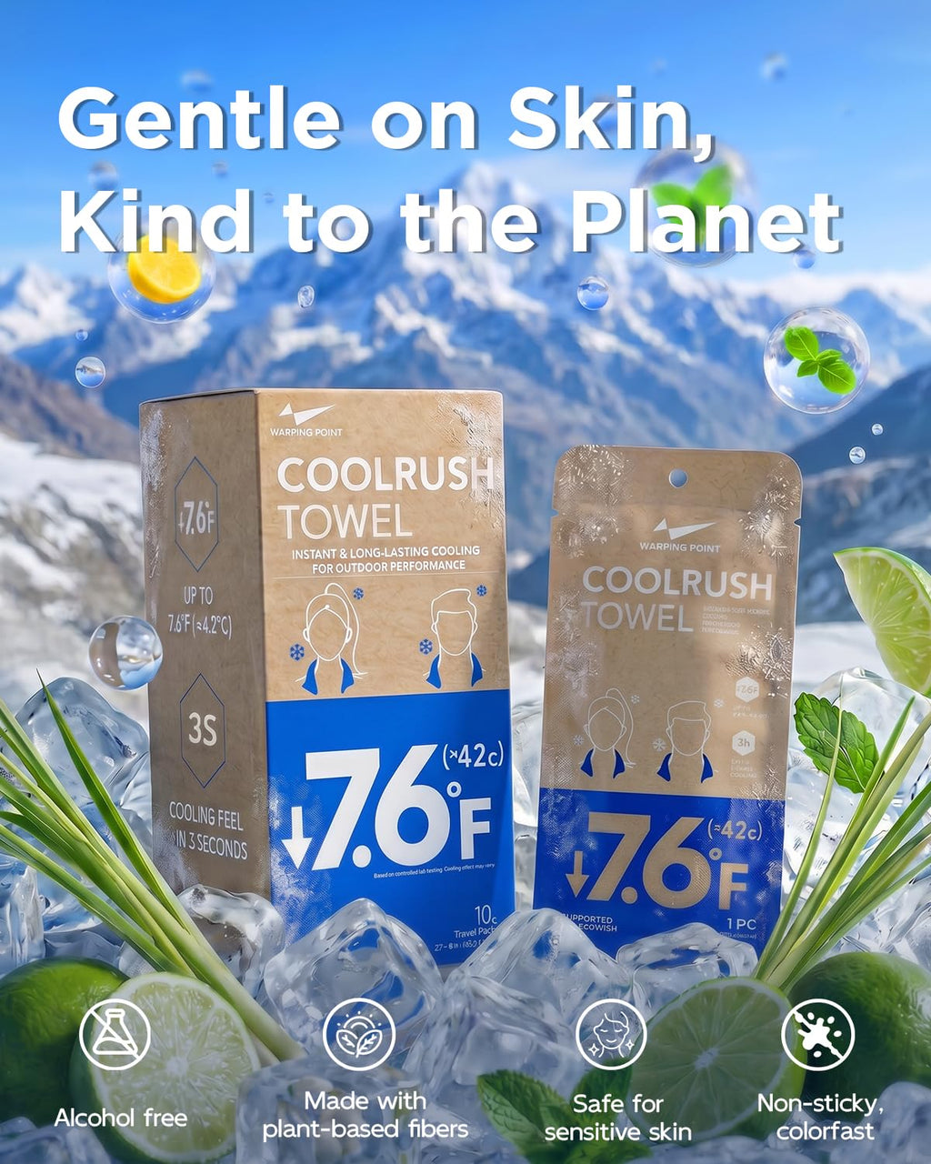 CoolRush Towel for Body–10 Pack Individually Wrapped Cooling Wipes | Instant Cooling Neck Wrap, Alcohol-Free Sweat Cooling Towel for Adults | Reusable, Travel, Gym, Music Festival, Camping Essentials