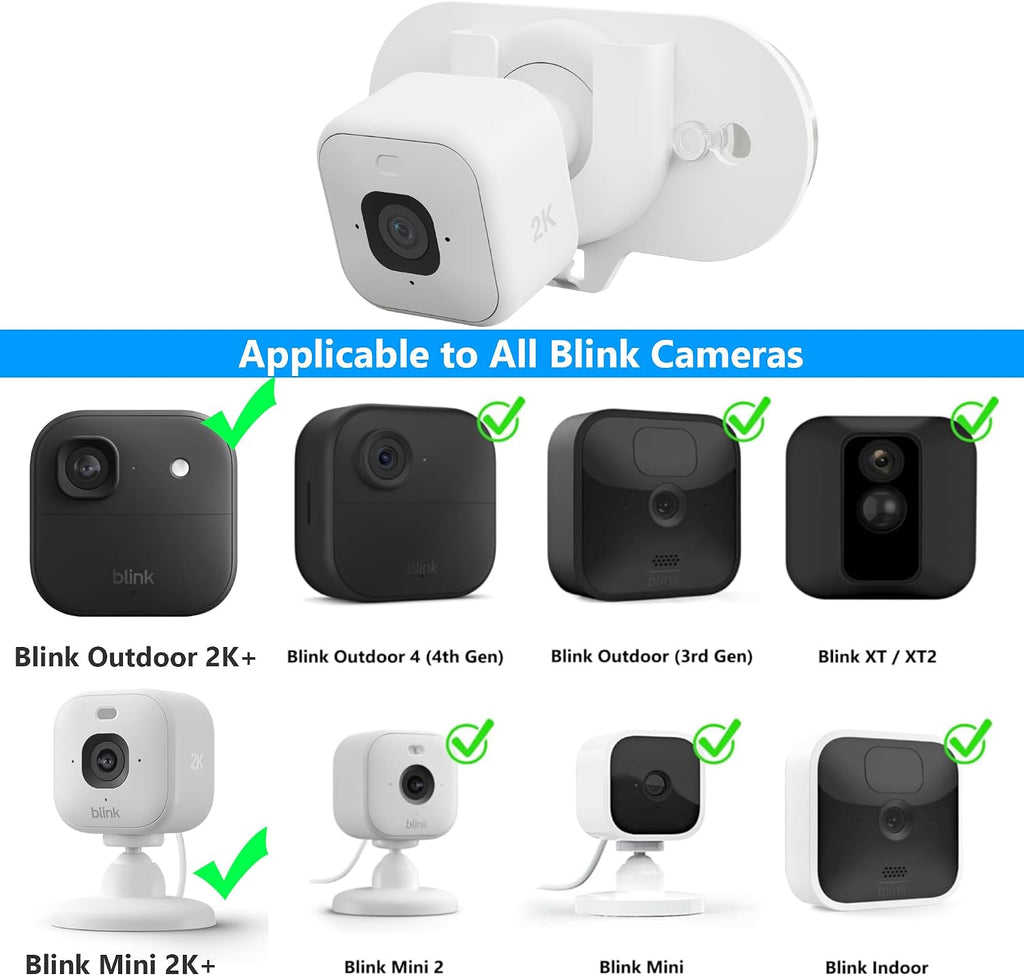 2 Pack Blink Camera Mount with Strong Suction Cup, No Drill No Screws No Adhesive, Window Mount for Blink Mini 2K+/ Mini 2 /Blink Outdoor 2K+ / All Blink Indoor Cameras (White)