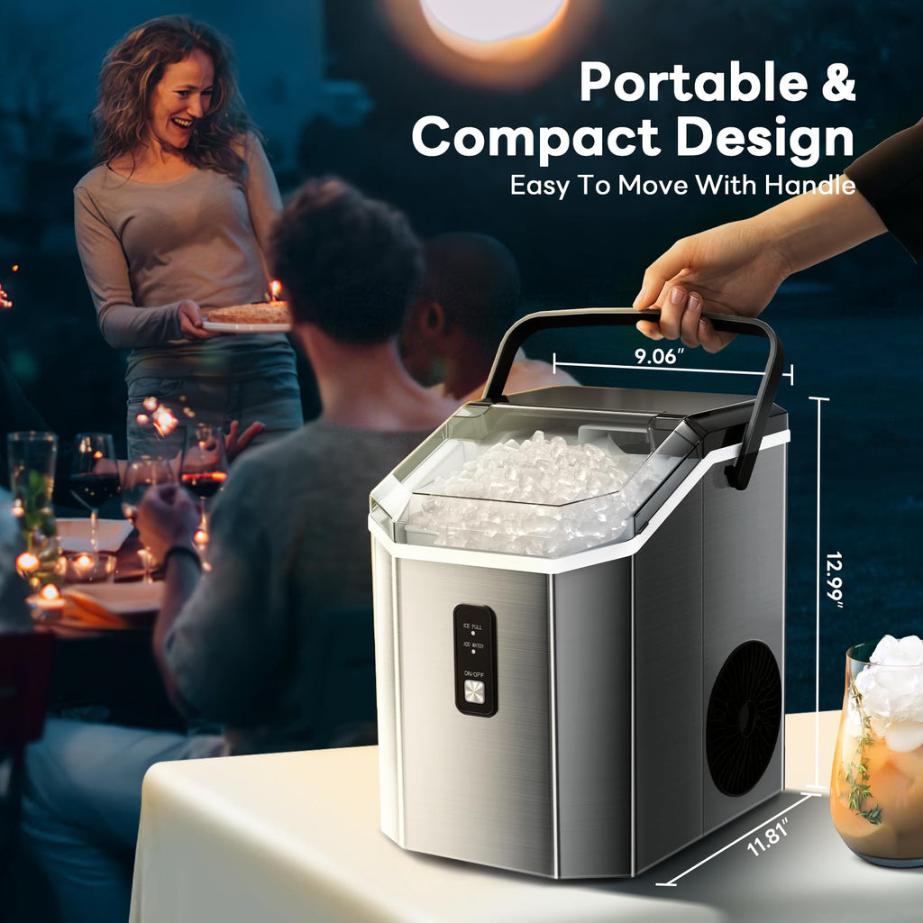 Electactic Nugget Ice Makers Countertop, Portable Ice Maker with Self-Cleaning, 35Lbs Per Day, Self Dispensing Design, One-Click Operation, 1.8L Water Tank, 1.5Lbs Ice Storage, for Home/Office/Kitchen