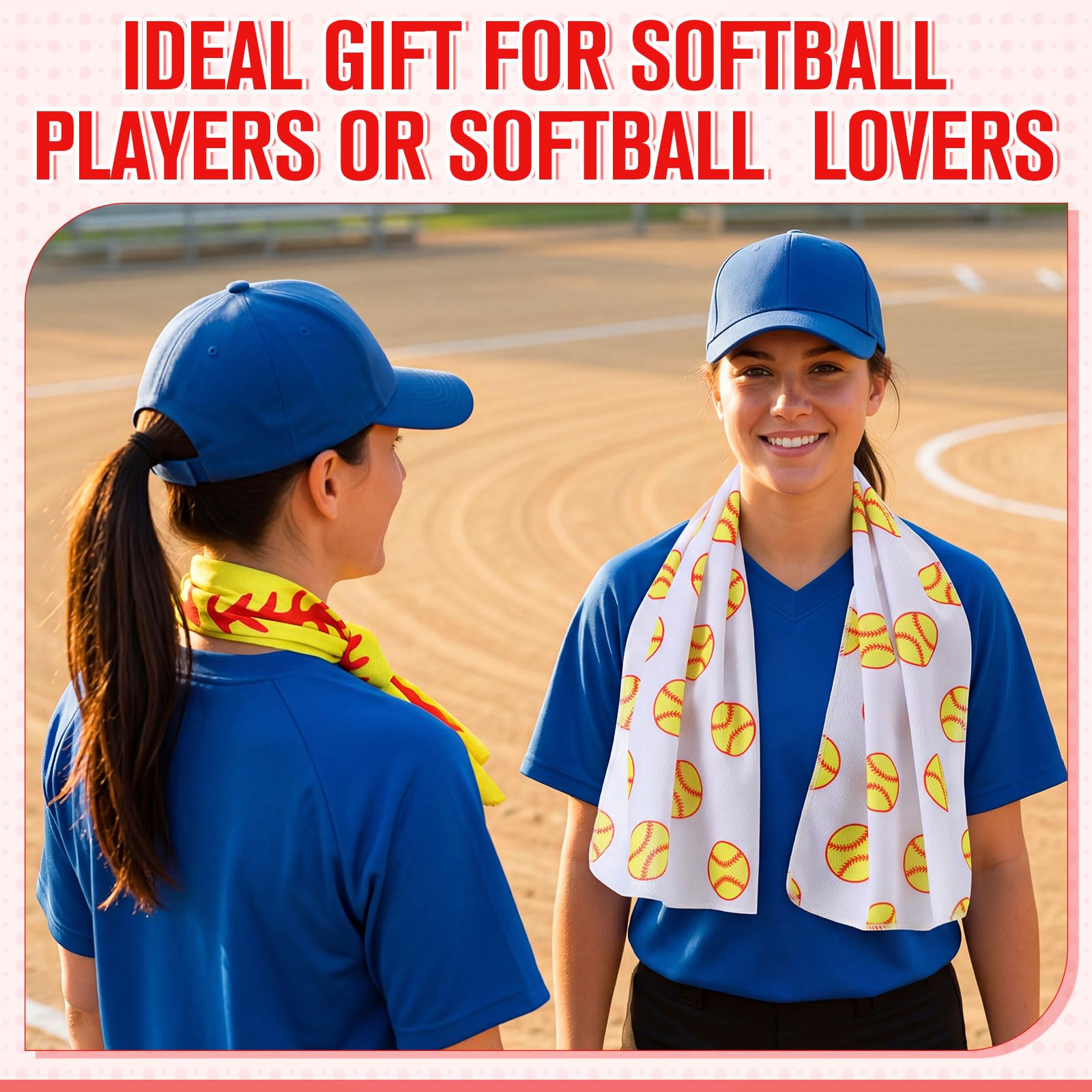 Mindsoft 12 Set Softball Cooling Towels for Sports Team Gifts with Carrying Pouch 30 x 9 Inch Softball Towels Bulk Microfiber Ice Cooling Rags for Birthday Party Favors Swag Bag Stuffers
