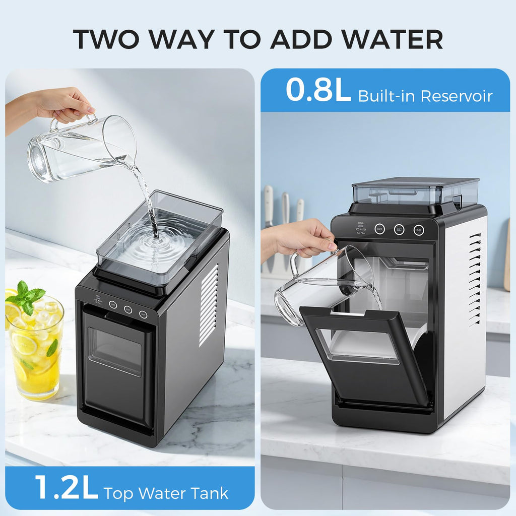 COWSAR Ice Maker Countertop, Portable Ice Machine with Self-Cleaning, 26.5 lbs/24Hrs, 8 Ice Cubes in 6 Mins, Ice Basket and Scoop, Ideal for Home, Kitchen, Bar, Camping