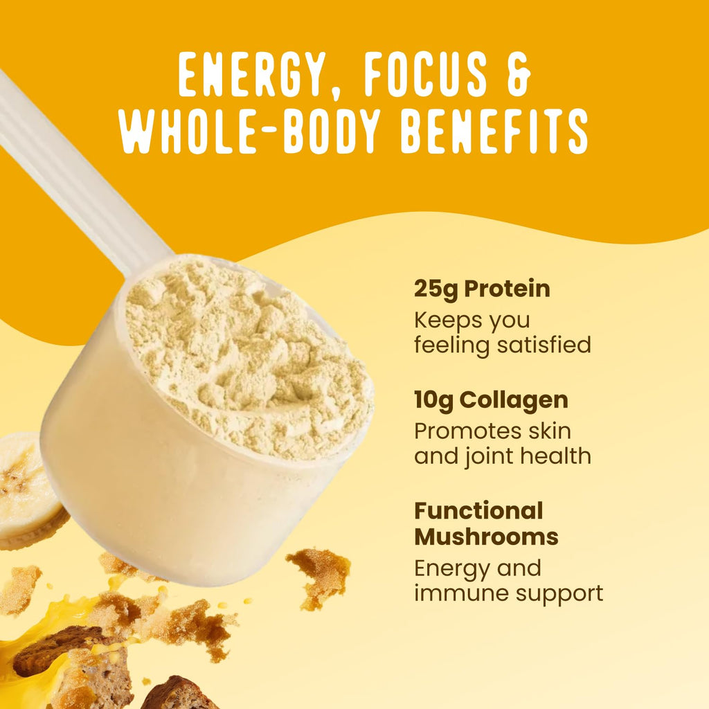 FlavCity All in One Protein Shake Powder, Pineapple Coconut - On the Go Meal Alternative + Collagen Peptides, Reishi & Cordyceps - Focus, Skin, Hair & Joint Support - 100% Grass Fed Whey, 20 Servings